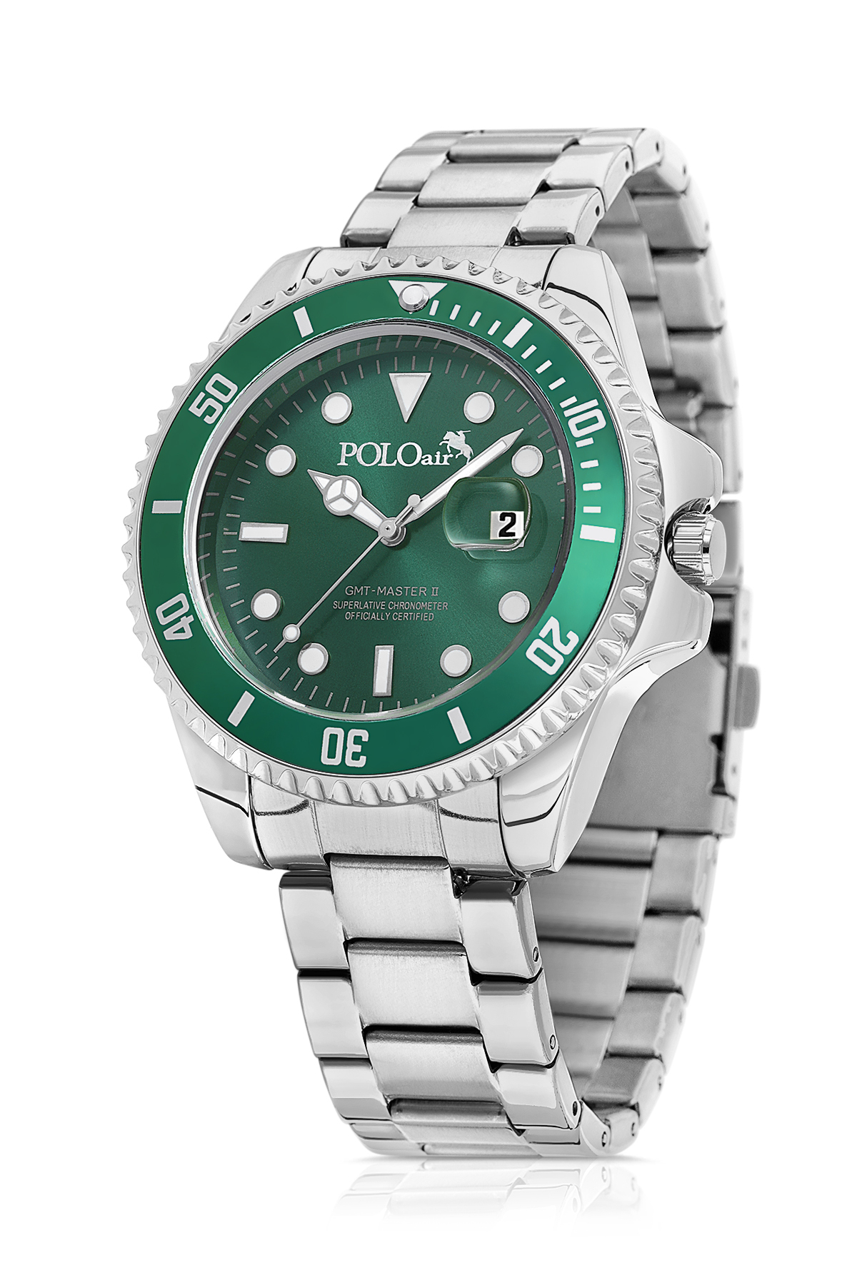 Mercek Takvimli Erkek Kol Saati Ve 55 Ml Parfüm Seti Gümüş Yeşil Renk St-5013E4 Yeşil St-5013E4