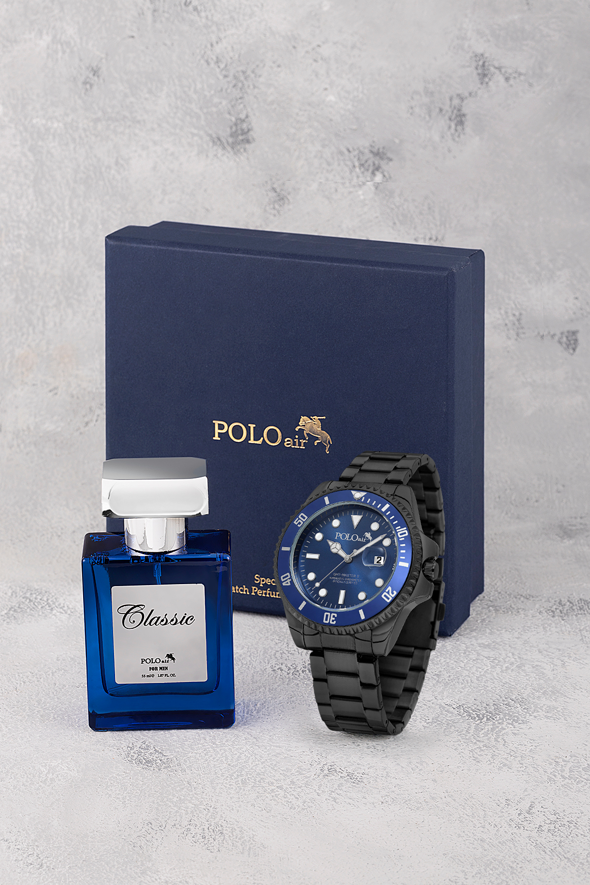 Mercek Takvimli Erkek Kol Saati Ve 55 Ml Parfüm Seti Siyah Lacivert Renk St-5013E6 Siyah-Lacivert St-5013E6