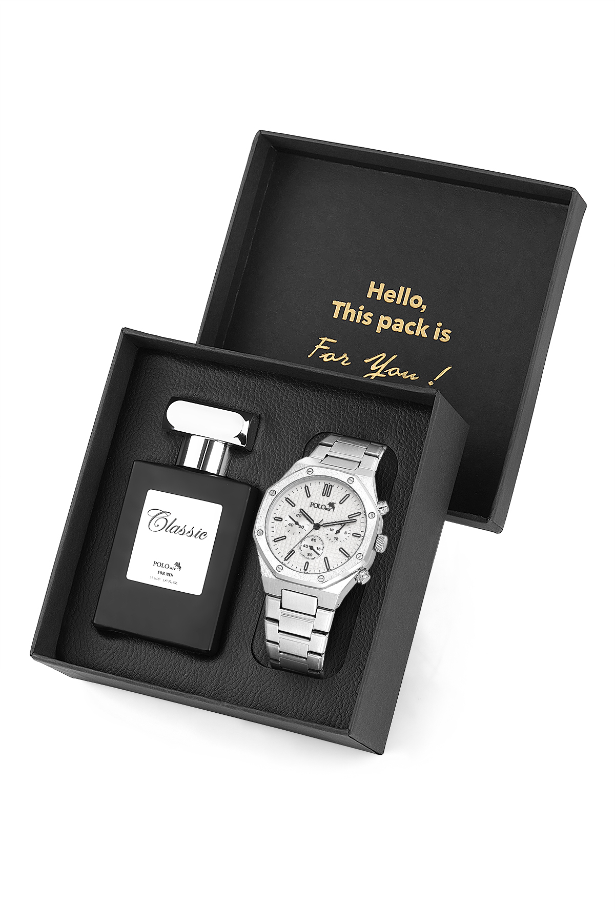 Sekizgen Kasa Erkek Kol Saati Ve Parfüm Hediyelik Kutusunda Set Gümüş Renk St-5003E4 Gümüş St-5003E4