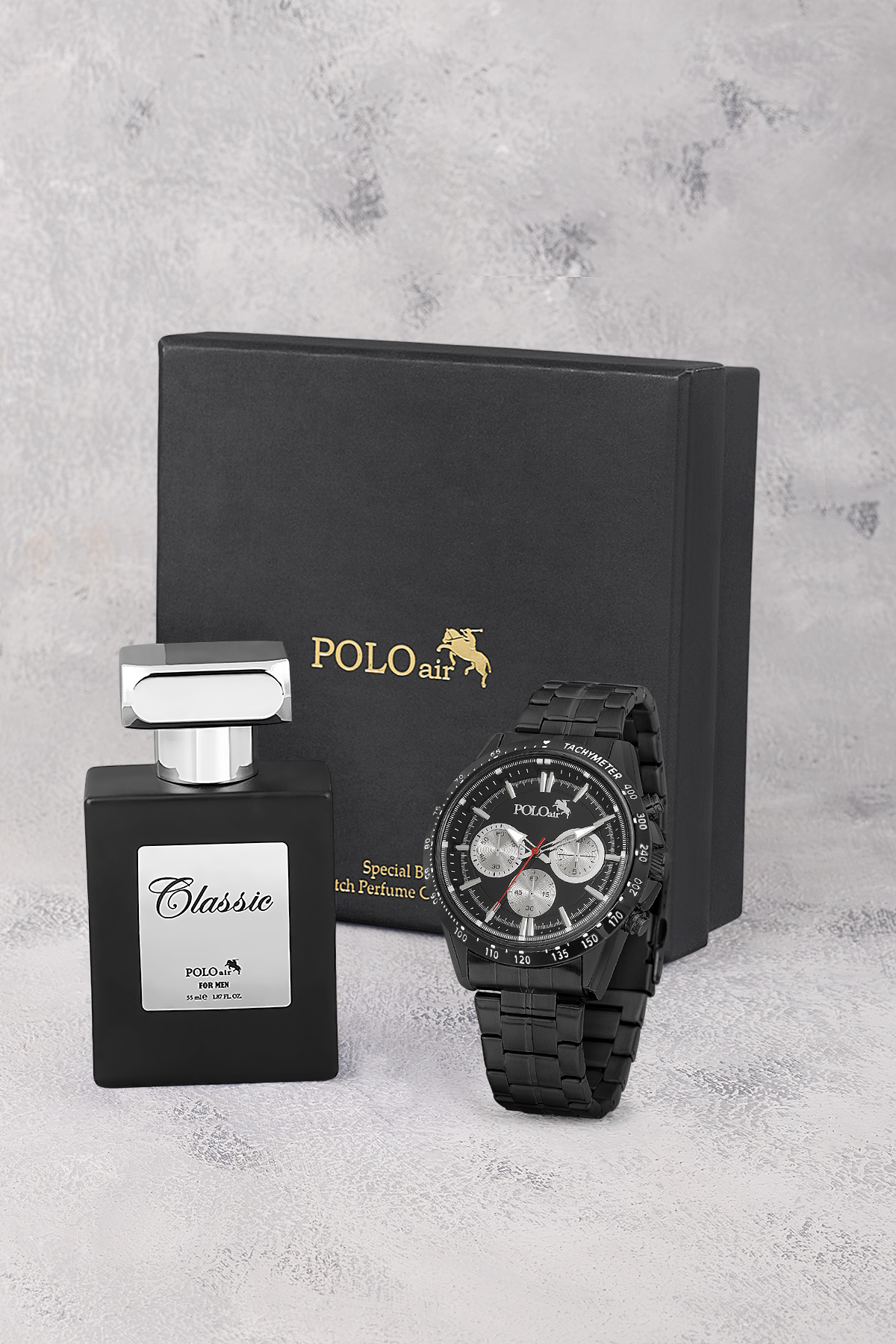 Spor Erkek Kol Saati Ve 55Ml Parfüm Hediyelik Kutusunda Set Siyah Renk St-5010E1 Siyah St-5010E1