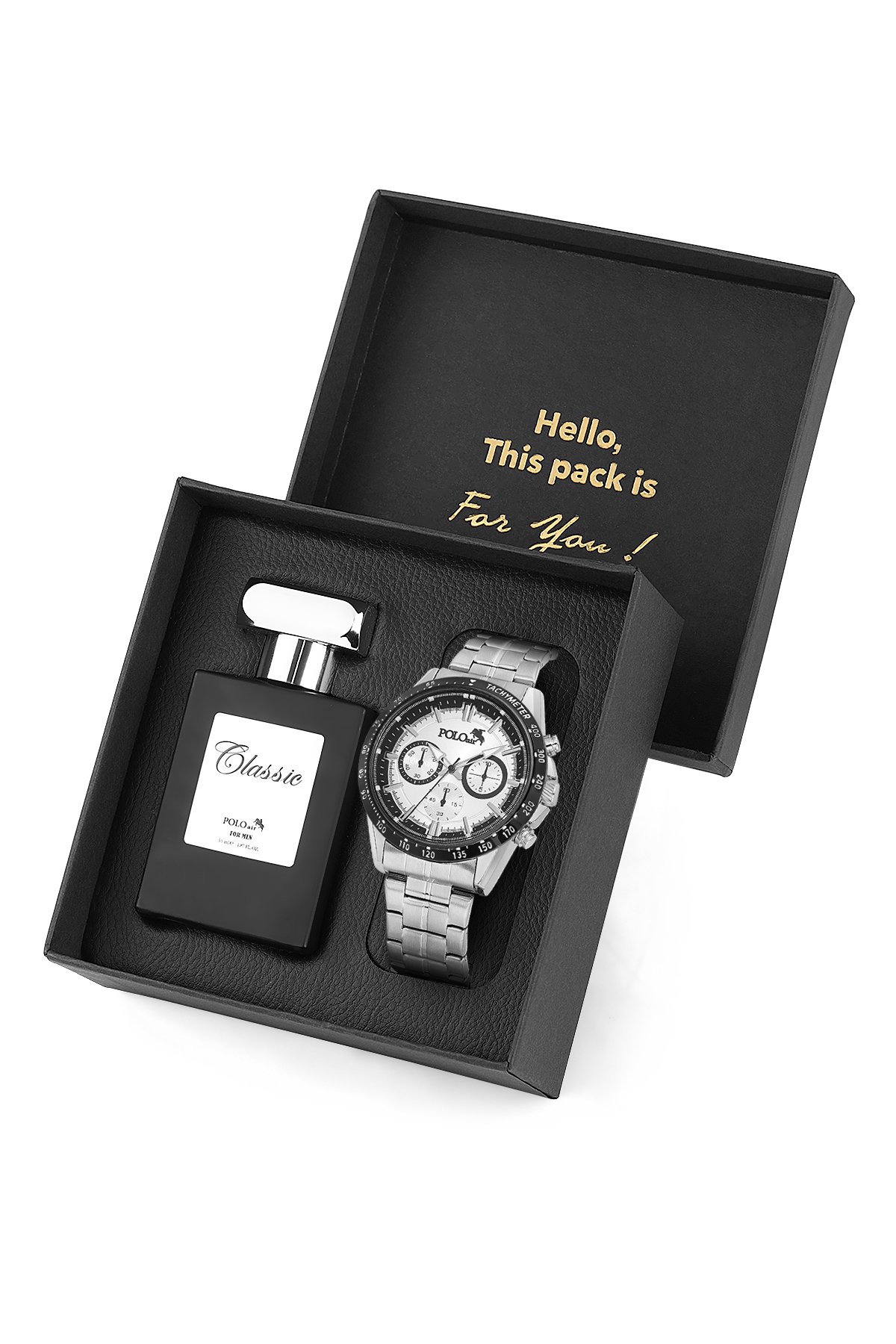 Spor Erkek Kol Saati Ve 55Ml Parfüm Hediyelik Kutusunda Siyah Set Gümüş Renk St-5010E4 Gümüş St-5010E4
