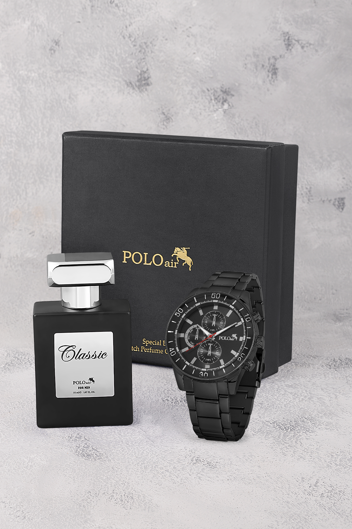 Spor Erkek Kol Saati Ve Parfüm Hediyelik Kutusunda Set Siyah Renk St-5004E1 Siyah St-5004E1 