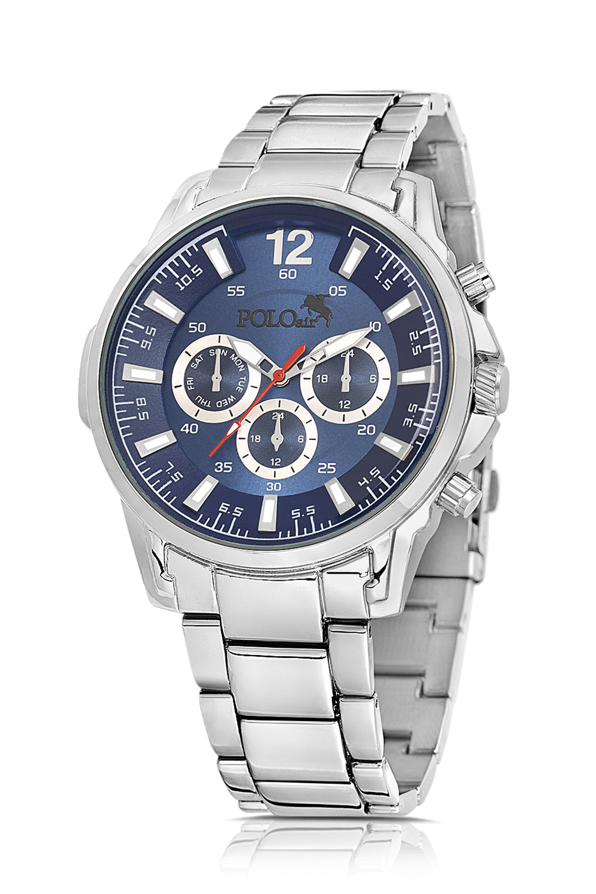 Spor Kasa Erkek Kol Saati Ve Parfüm Hediyelik Kutusunda Set Gümüş Lacivert Renk St-5006E2 Lacivert St-5006E2