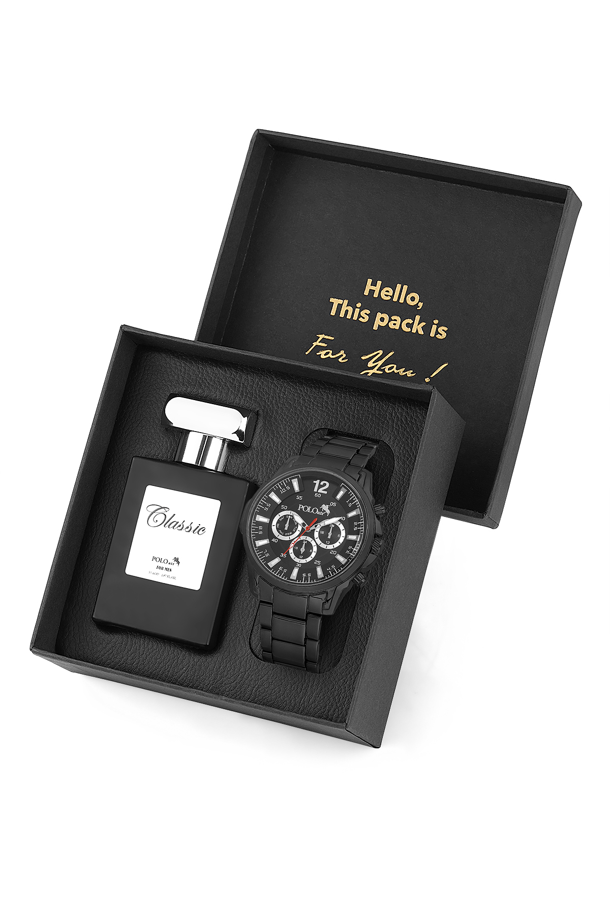 Spor Kasa Erkek Kol Saati Ve Parfüm Hediyelik Kutusunda Set Siyah Renk St-5006E1 Siyah St-5006E1