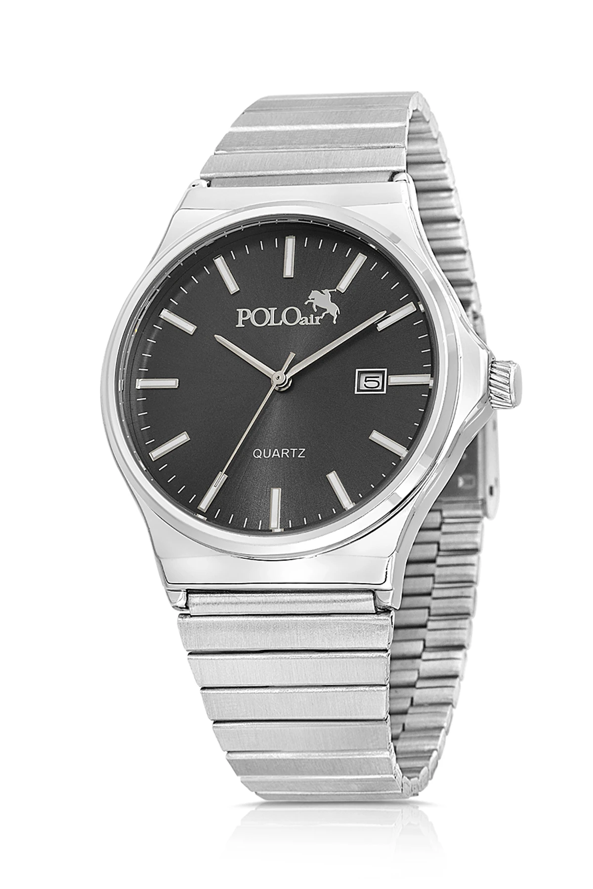 Takvimli Erkek Kol Saati Örgü Esnek Kemer Mıknatıslı Cüzdan Seti Gümüş Siyah Renk Pl-7065E5 Siyah Pl-7065E5