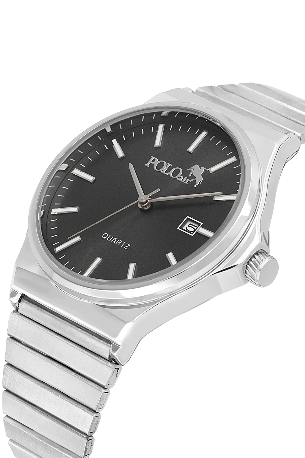 Takvimli Erkek Kol Saati Örgü Esnek Kemer Mıknatıslı Cüzdan Seti Gümüş Siyah Renk Pl-7065E5 Siyah Pl-7065E5