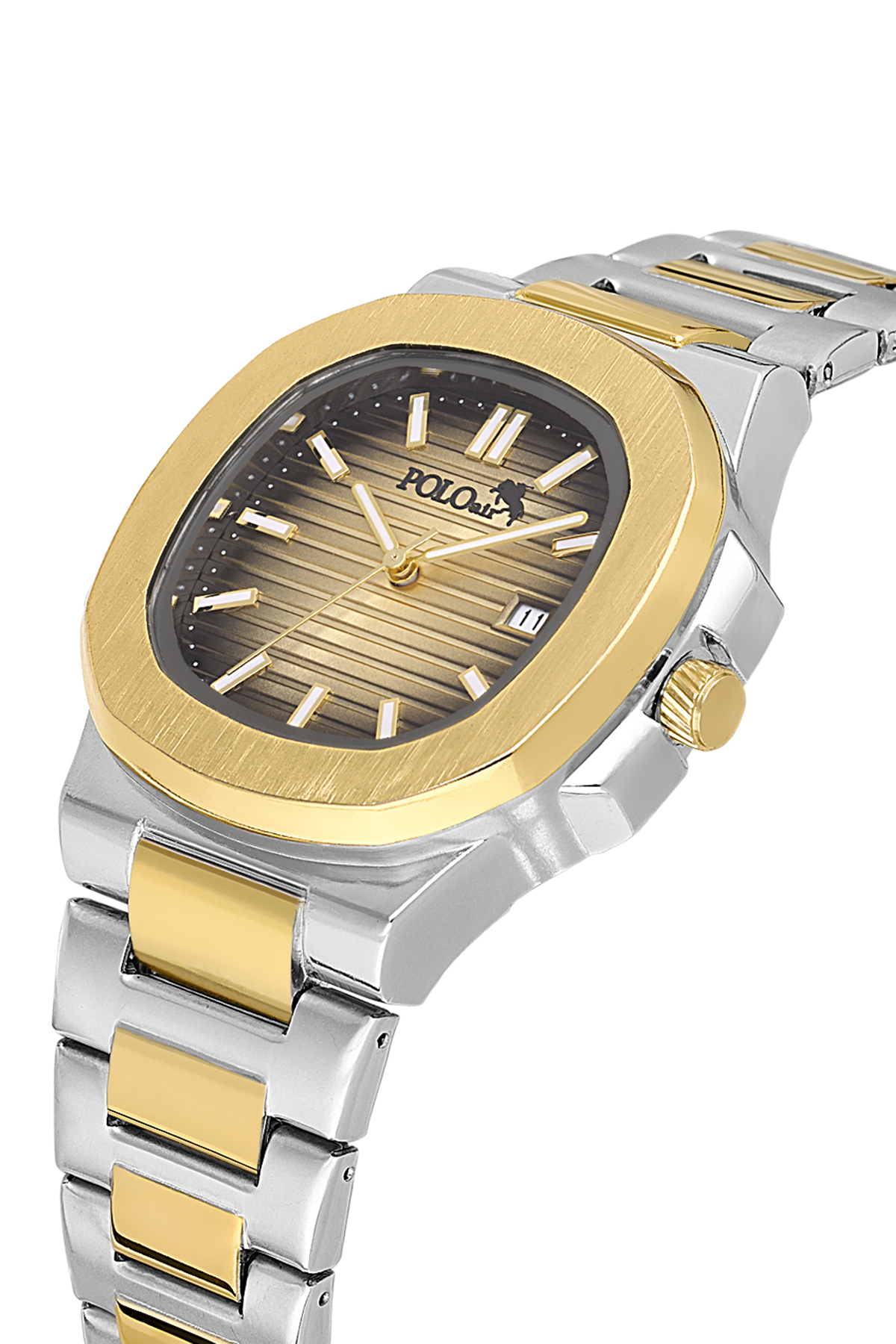 Takvimli Erkek Kol Saati Ve 55Ml Parfüm Hediyelik Kutusunda Set Gold Gümüş Renk St-5009E7 Altın St-5009E7