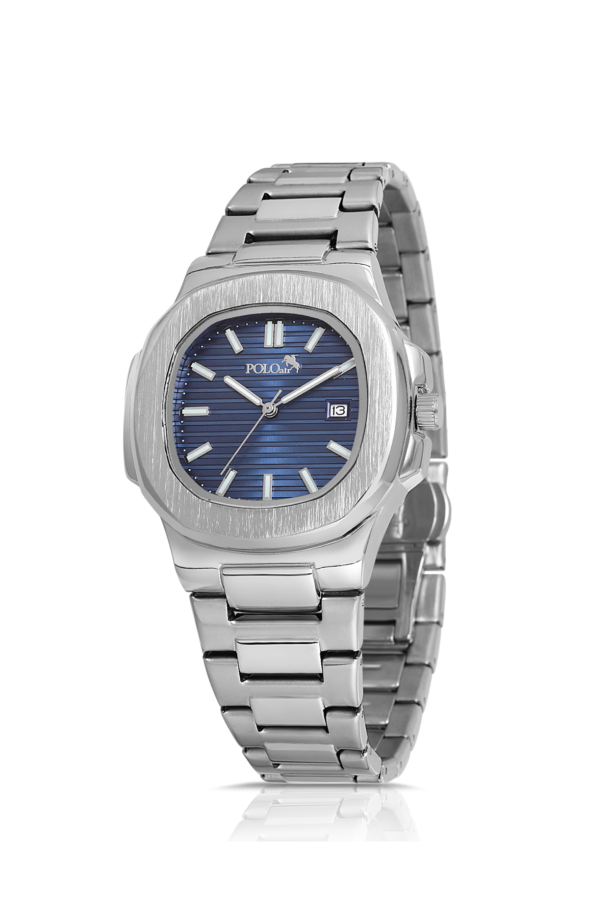 Takvimli Erkek Kol Saati Ve 55Ml Parfüm Hediyelik Kutusunda Set Gümüş Lacivert Renk St-5009E2 Lacivert St-5009E2