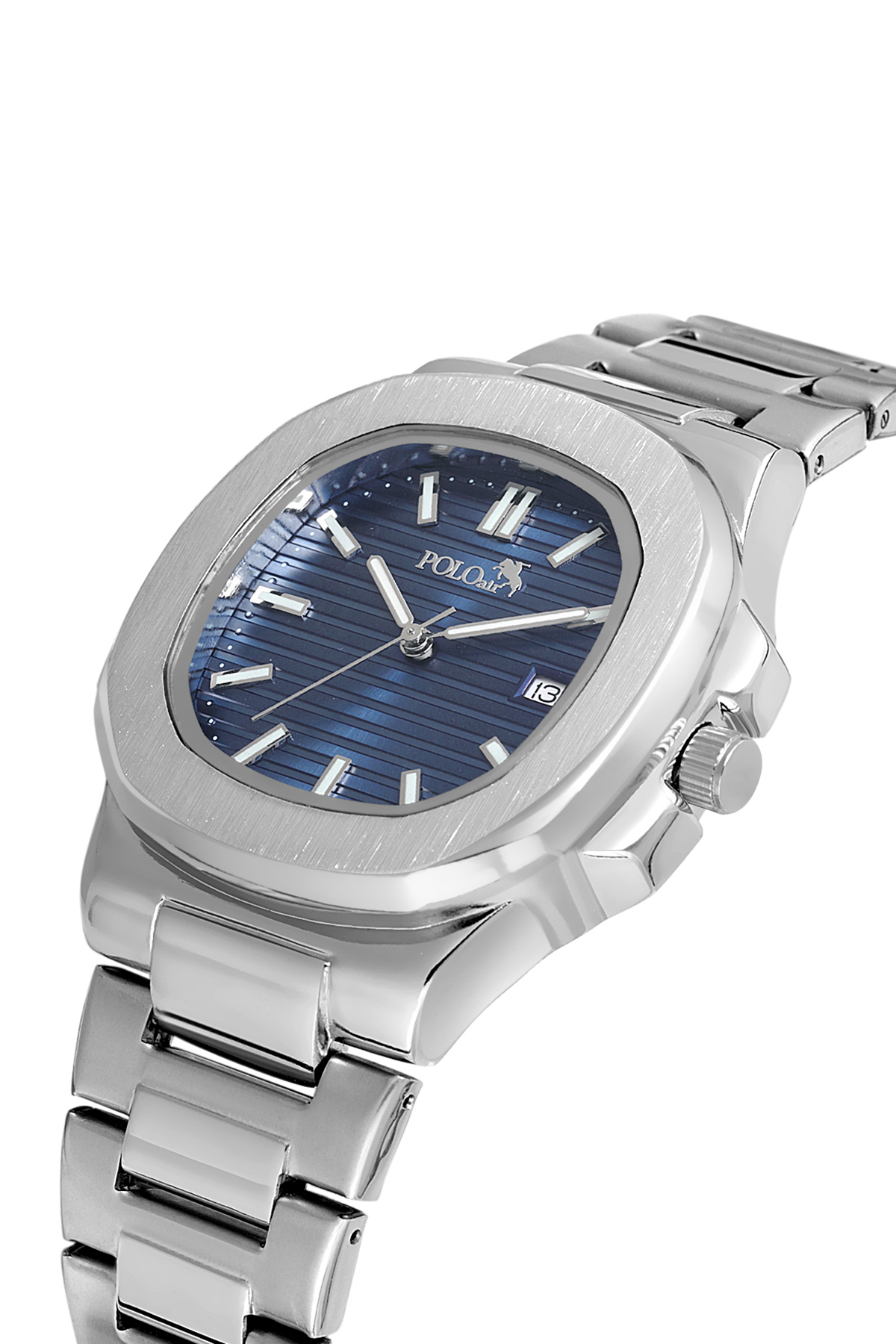 Takvimli Erkek Kol Saati Ve 55Ml Parfüm Hediyelik Kutusunda Set Gümüş Lacivert Renk St-5009E2 Lacivert St-5009E2