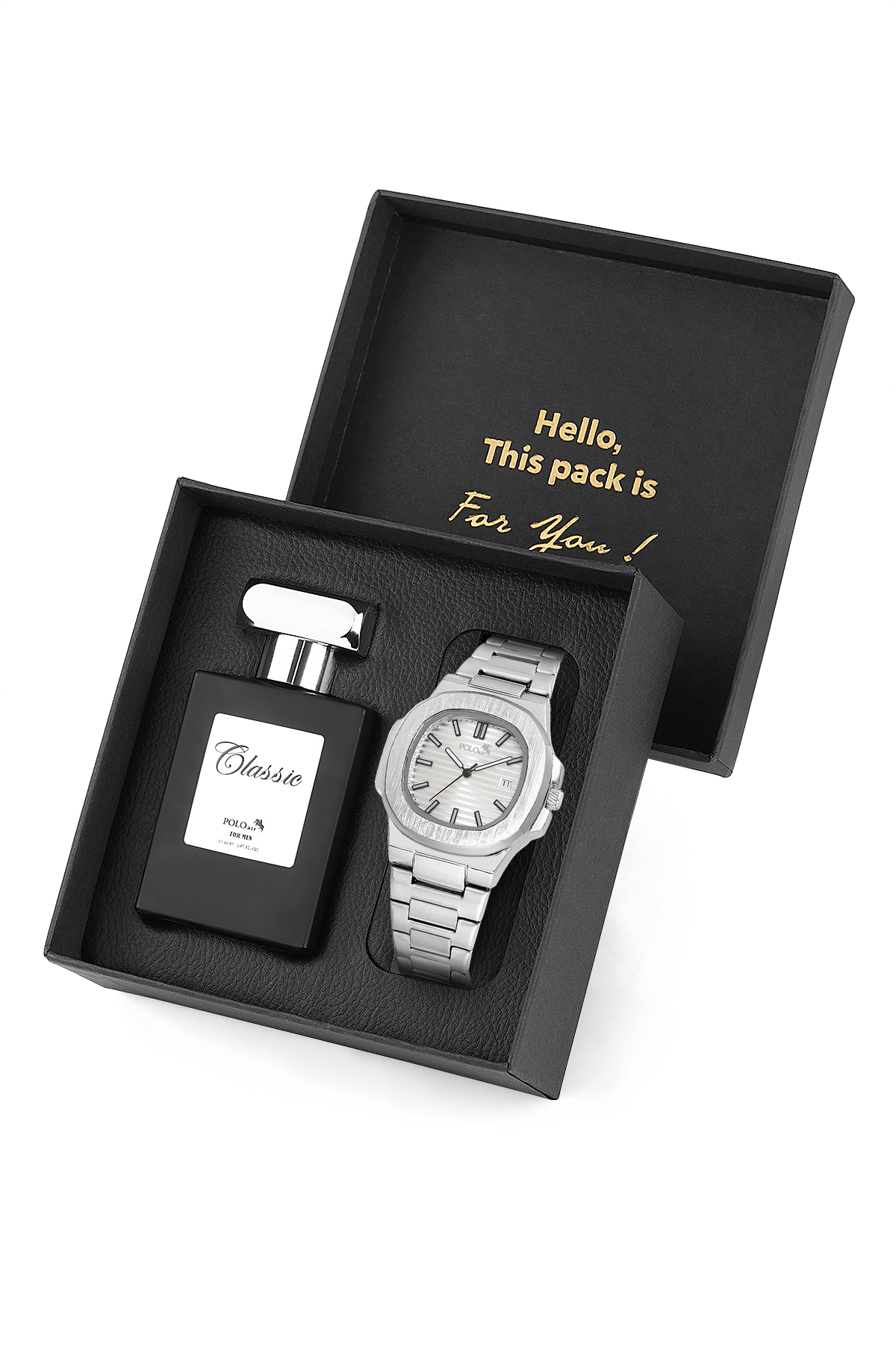 Takvimli Erkek Kol Saati Ve 55Ml Parfüm Hediyelik Kutusunda Set Gümüş Renk St-5009E5 Gümüş St-5009E5