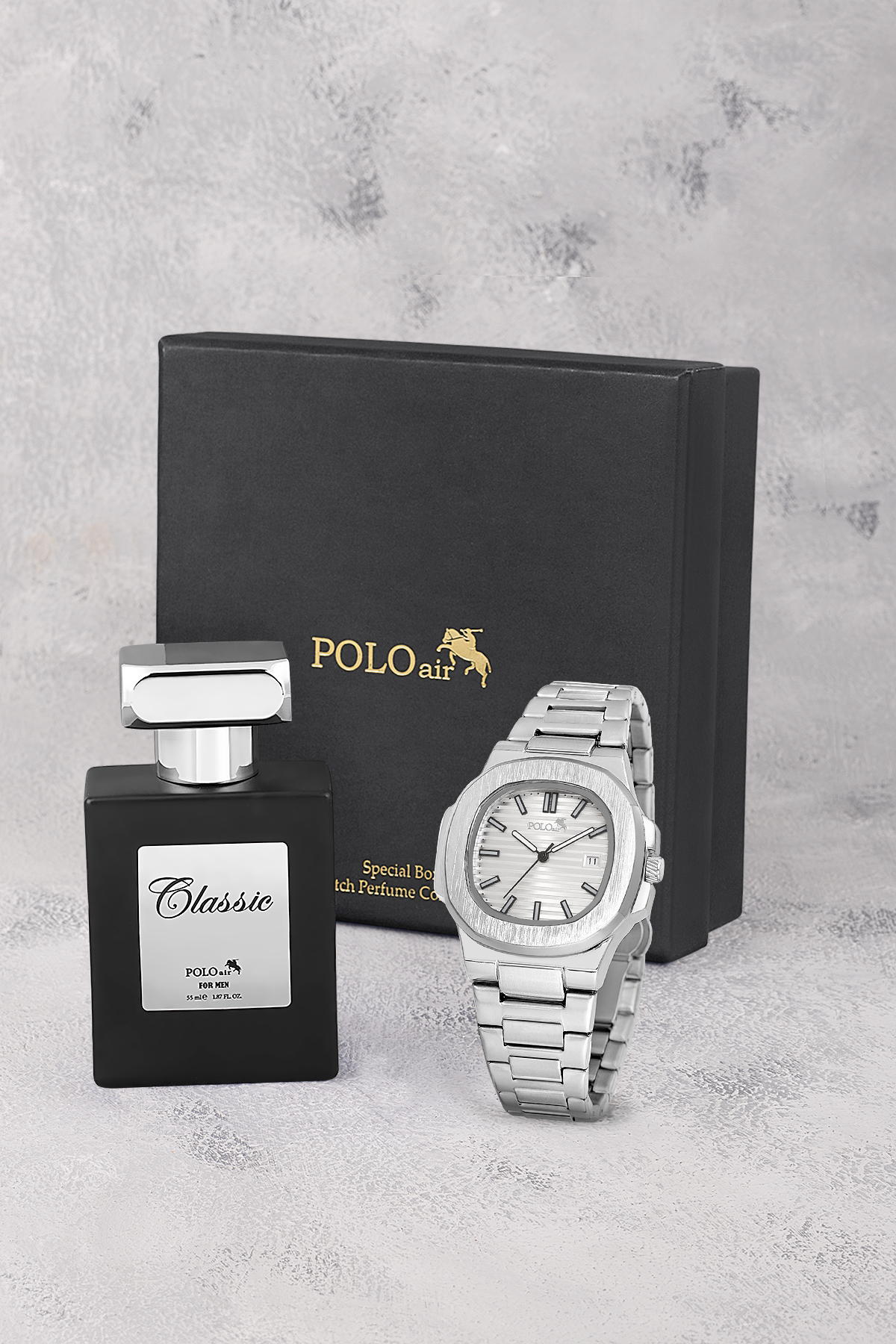 Takvimli Erkek Kol Saati Ve 55Ml Parfüm Hediyelik Kutusunda Set Gümüş Renk St-5009E5 Gümüş St-5009E5