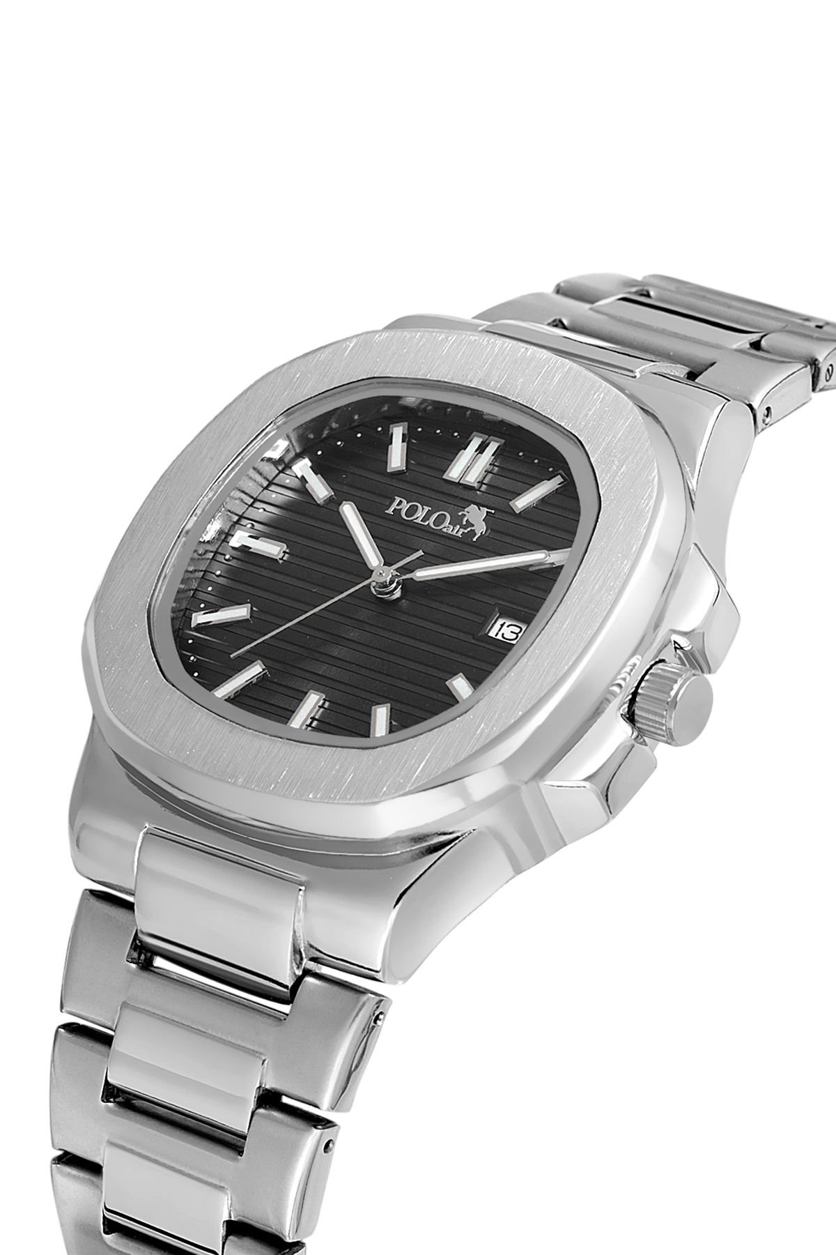 Takvimli Erkek Kol Saati Ve 55Ml Parfüm Hediyelik Kutusunda Set Gümüş Siyah Renk St-5009E4 Siyah St-5009E4