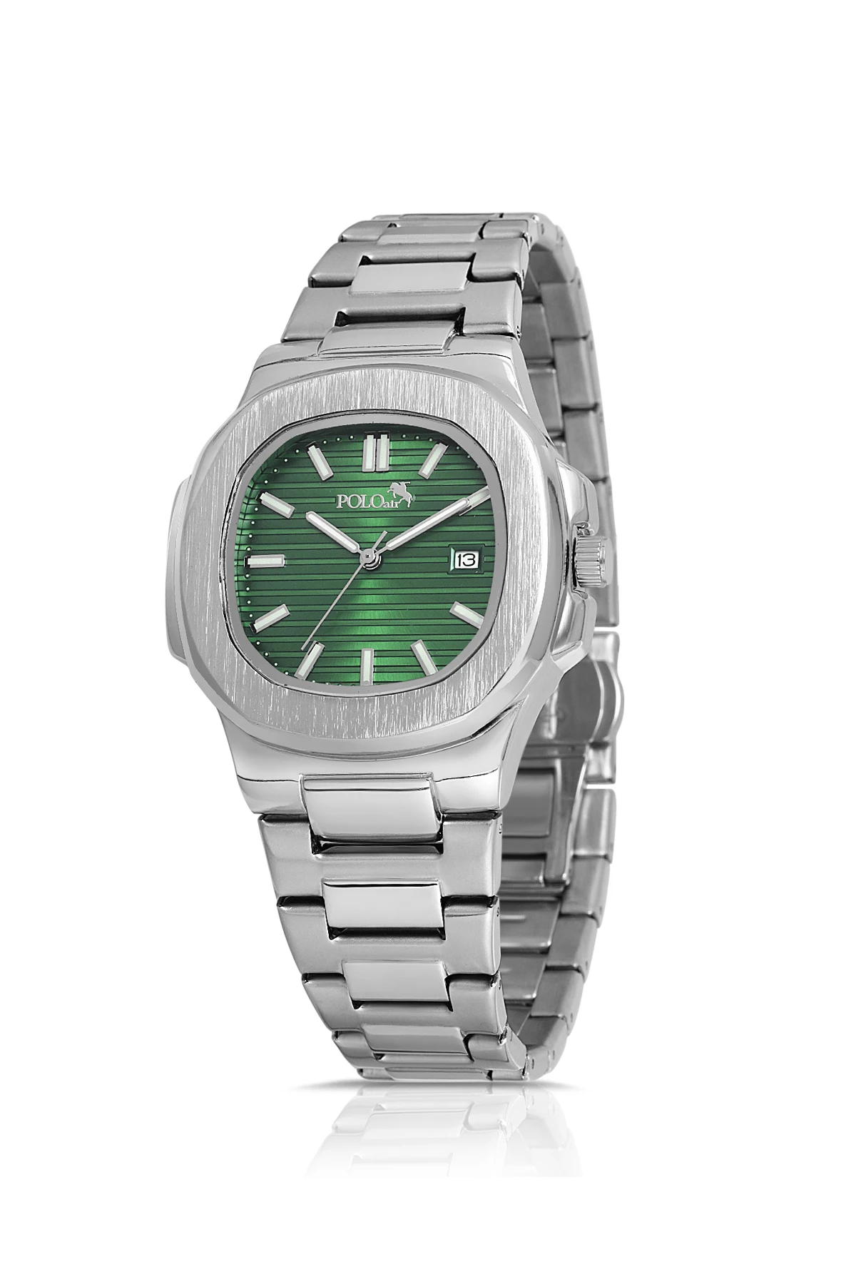 Takvimli Erkek Kol Saati Ve 55Ml Parfüm Hediyelik Kutusunda Set Gümüş Yeşil Renk St-5009E3 Yeşil St-5009E3