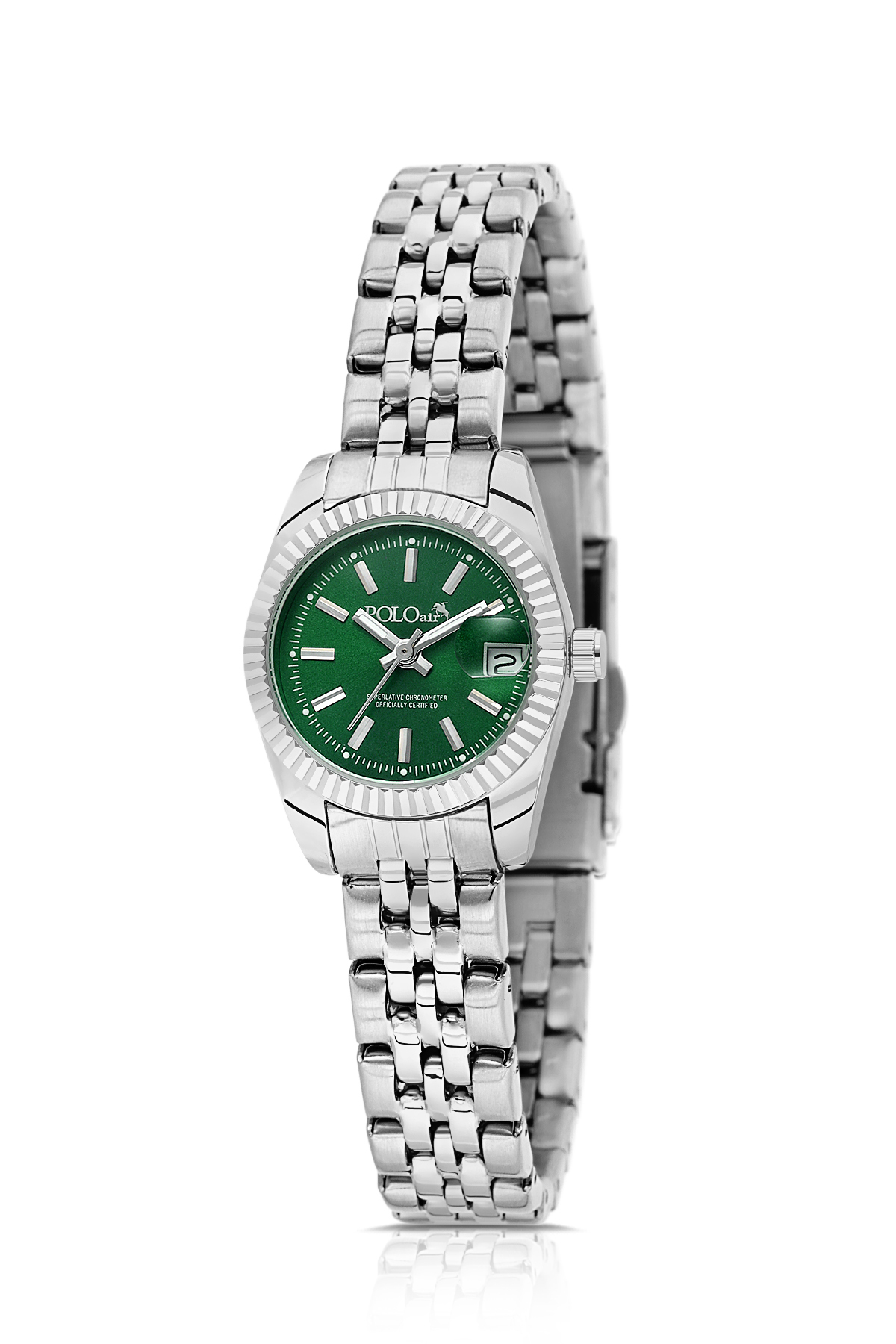 Takvimli Kadın Kol Saati Gümüş Yeşil Renk Pl-1594B6X Yeşil-Gümüş Pl-1594B6X