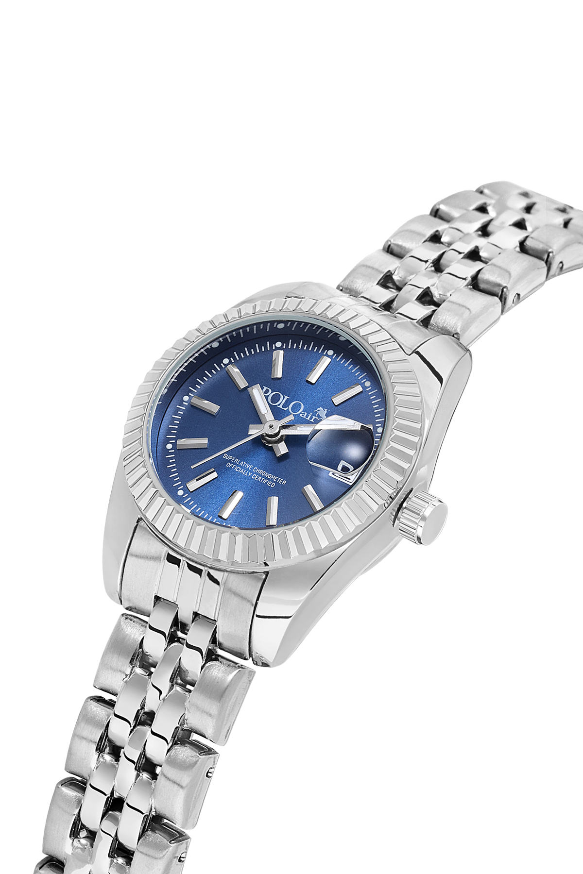 Takvimli Kadın Kol Saati Zirkon Taşlı Yuvarlak Bileklik Kombin Gümüş Lacivert Renk Pl-1594B4 Lacivert Pl-1594B4