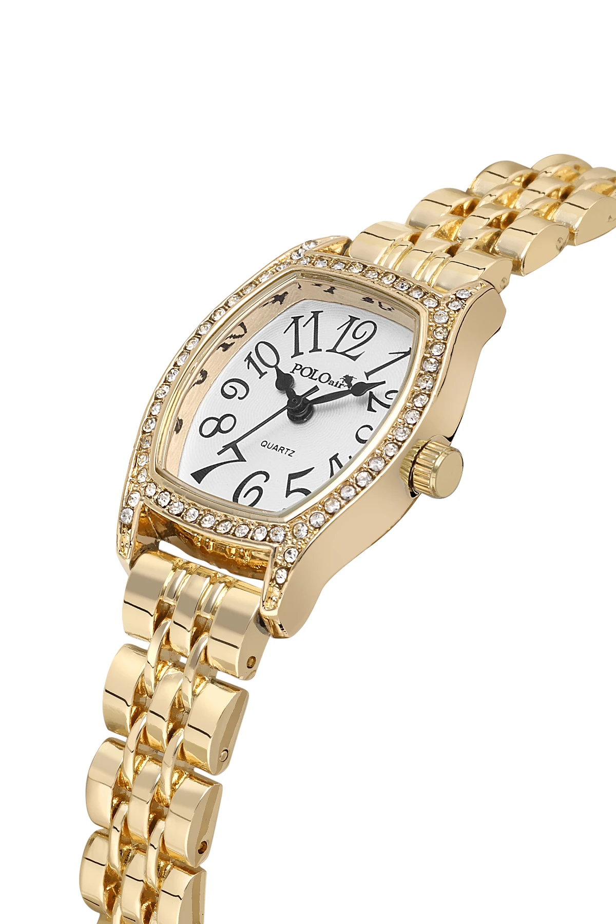 Vintage Rakamlı Kadın Kol Saati Zirkon Taşlı Baget Bileklik Kombin Gold Renk Pl-1592B1 Altın Pl-1592B1