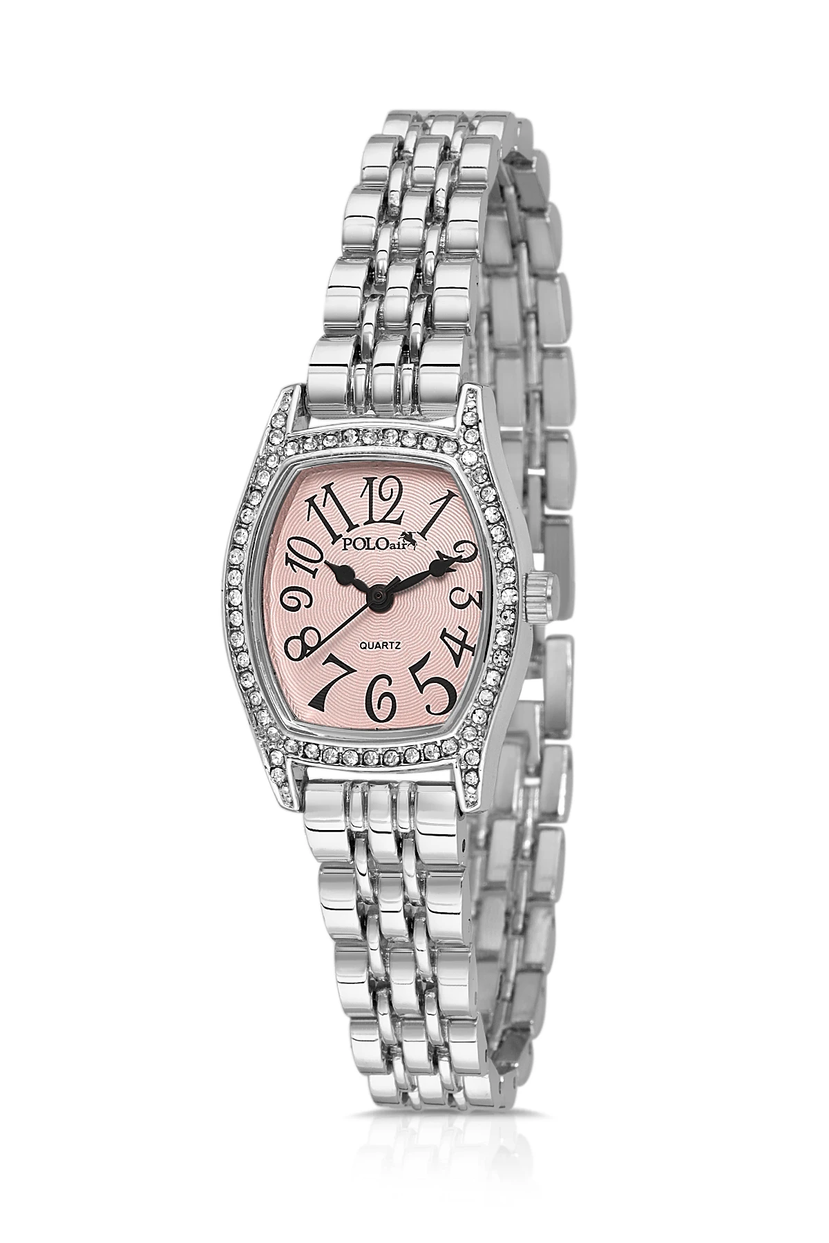 Vintage Rakamlı Kadın Kol Saati Zirkon Taşlı Baget Bileklik Kombin Gümüş Pembe Renk Pl-1592B3 Pembe Pl-1592B3