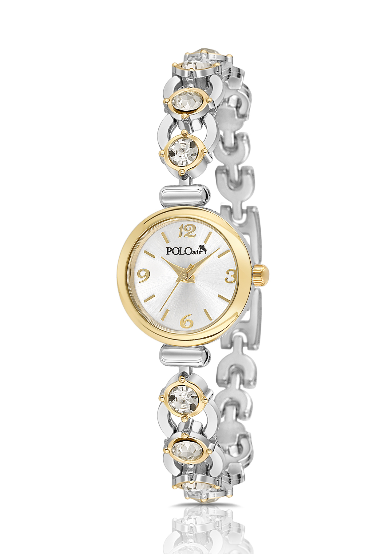 Zarif Lüx Taşlı Kadın Kol Saati Oval Bileklik Kombin Gold Gümüş Renk Pl-1593B3 Altın Pl-1593B3