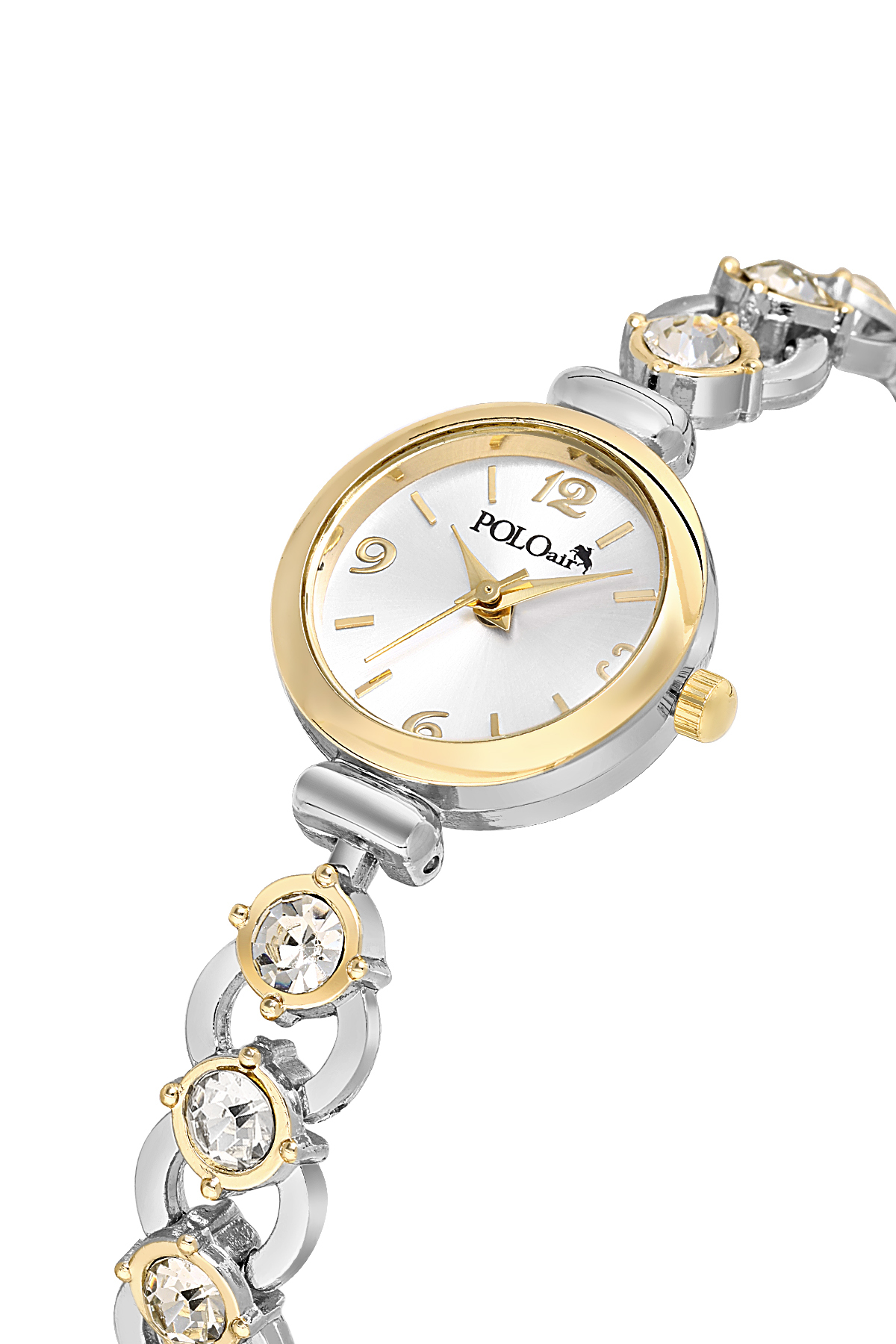 Zarif Lüx Taşlı Kadın Kol Saati Oval Bileklik Kombin Gold Gümüş Renk Pl-1593B3 Altın Pl-1593B3