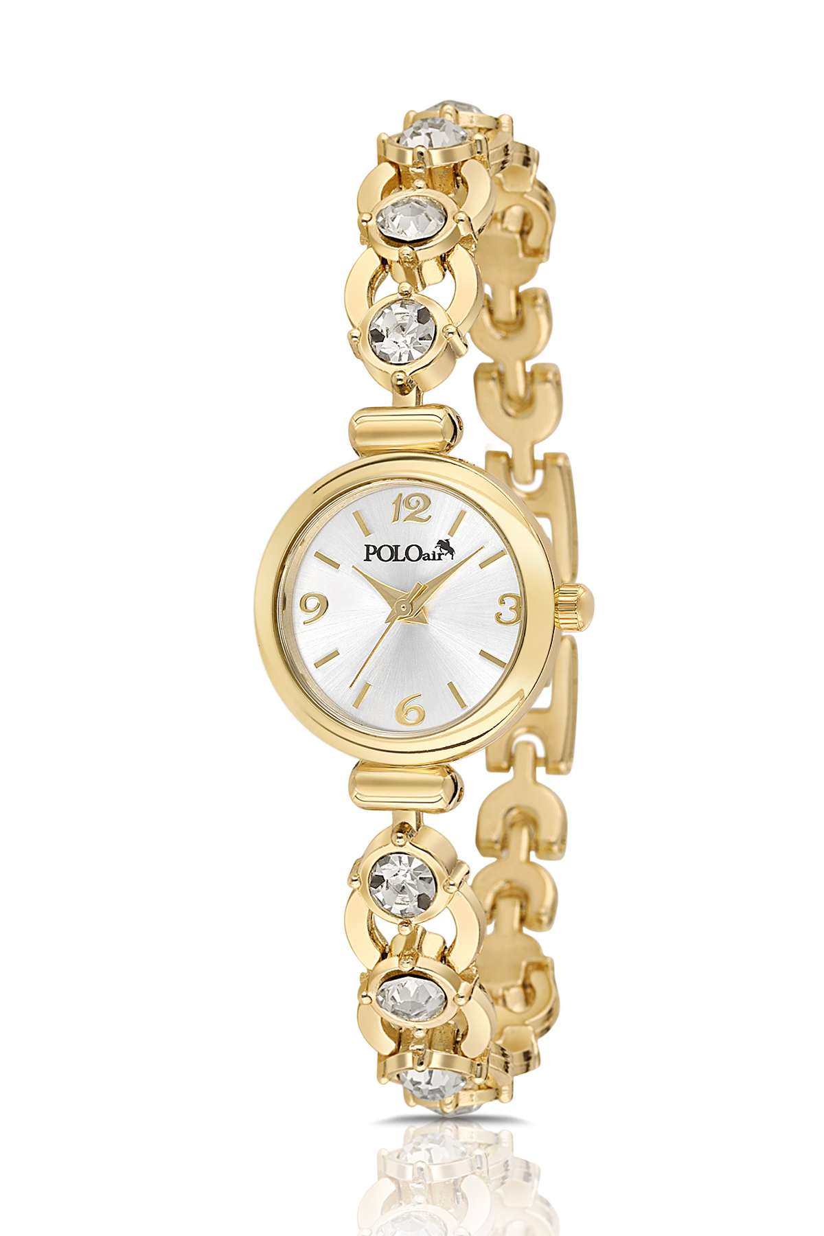 Zarif Lüx Taşlı Kadın Kol Saati Oval Bileklik Kombin Gold Renk Pl-1593B1 Altın Pl-1593B1