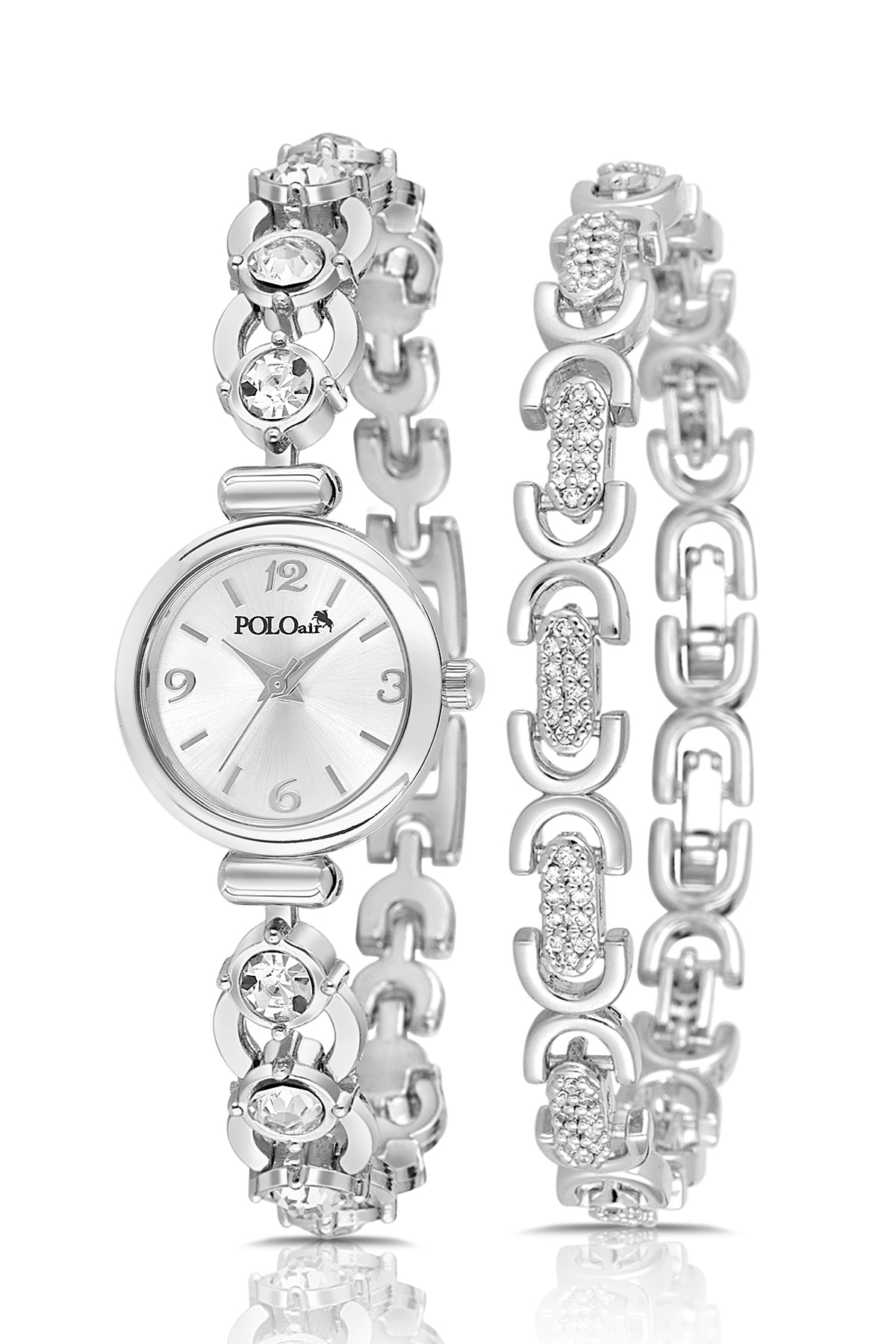 Zarif Lüx Taşlı Kadın Kol Saati Oval Bileklik Kombin Gümüş Renk Pl-1593B2 Gümüş Pl-1593B2