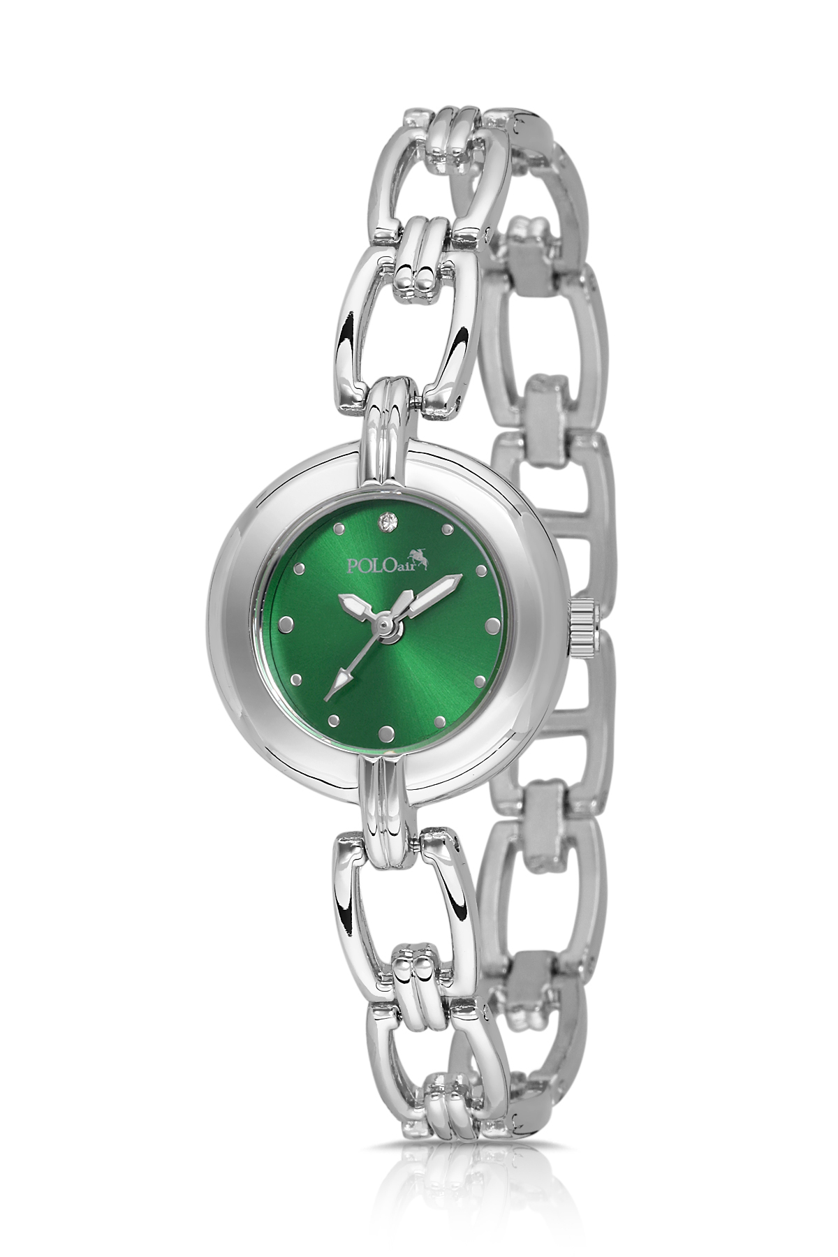 Zincir Kordon Zarif Kadın Kol Saati Yıldız Bileklik Kombin Gümüş Yeşil Renk Pl-1591B6 Yeşil-Gümüş Pl-1591B6