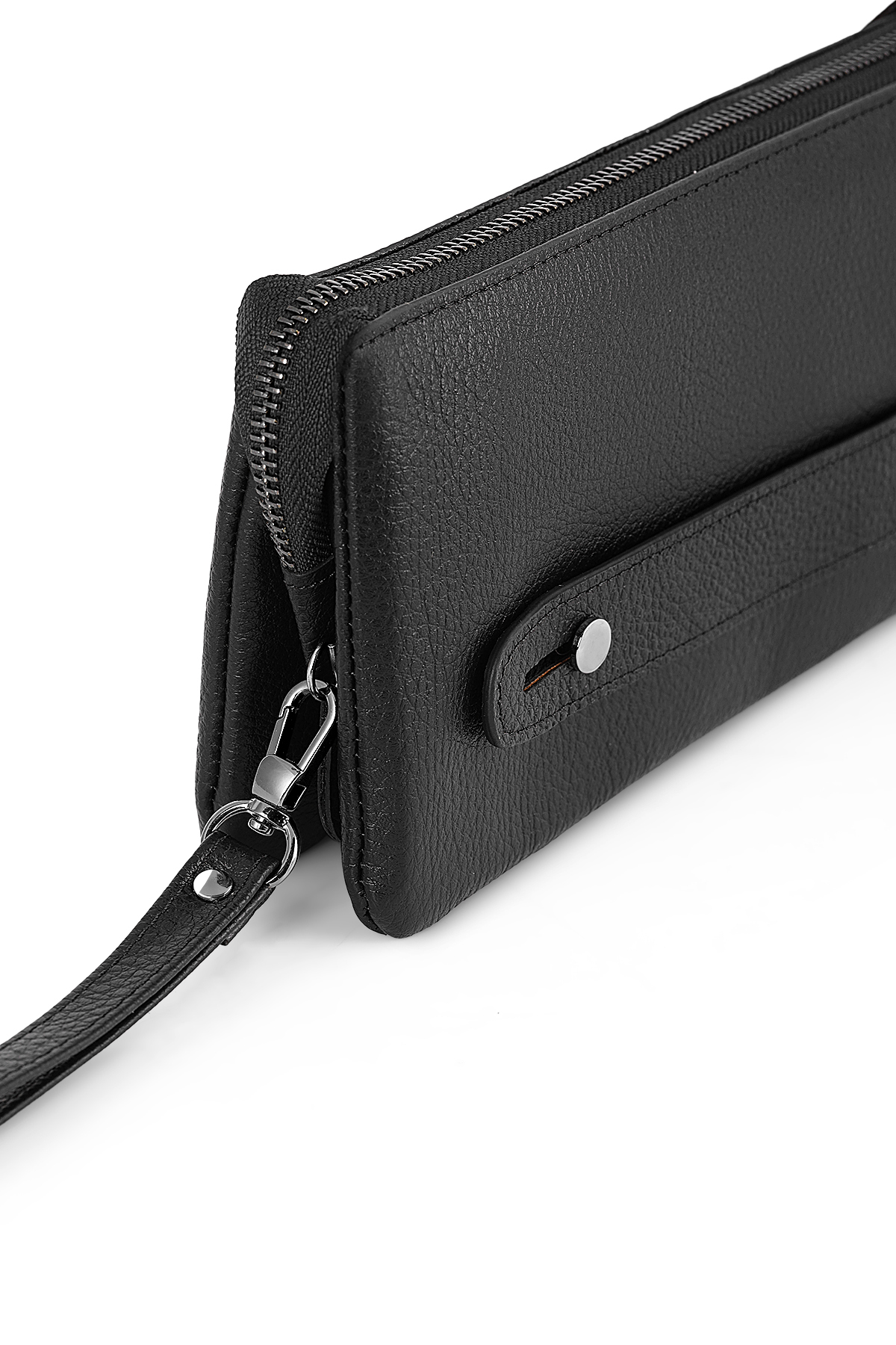 %100 Hakiki Deri Erkek El Ve Bilek Çantası Siyah Renk Etn-50-S Siyah Etn-50-S