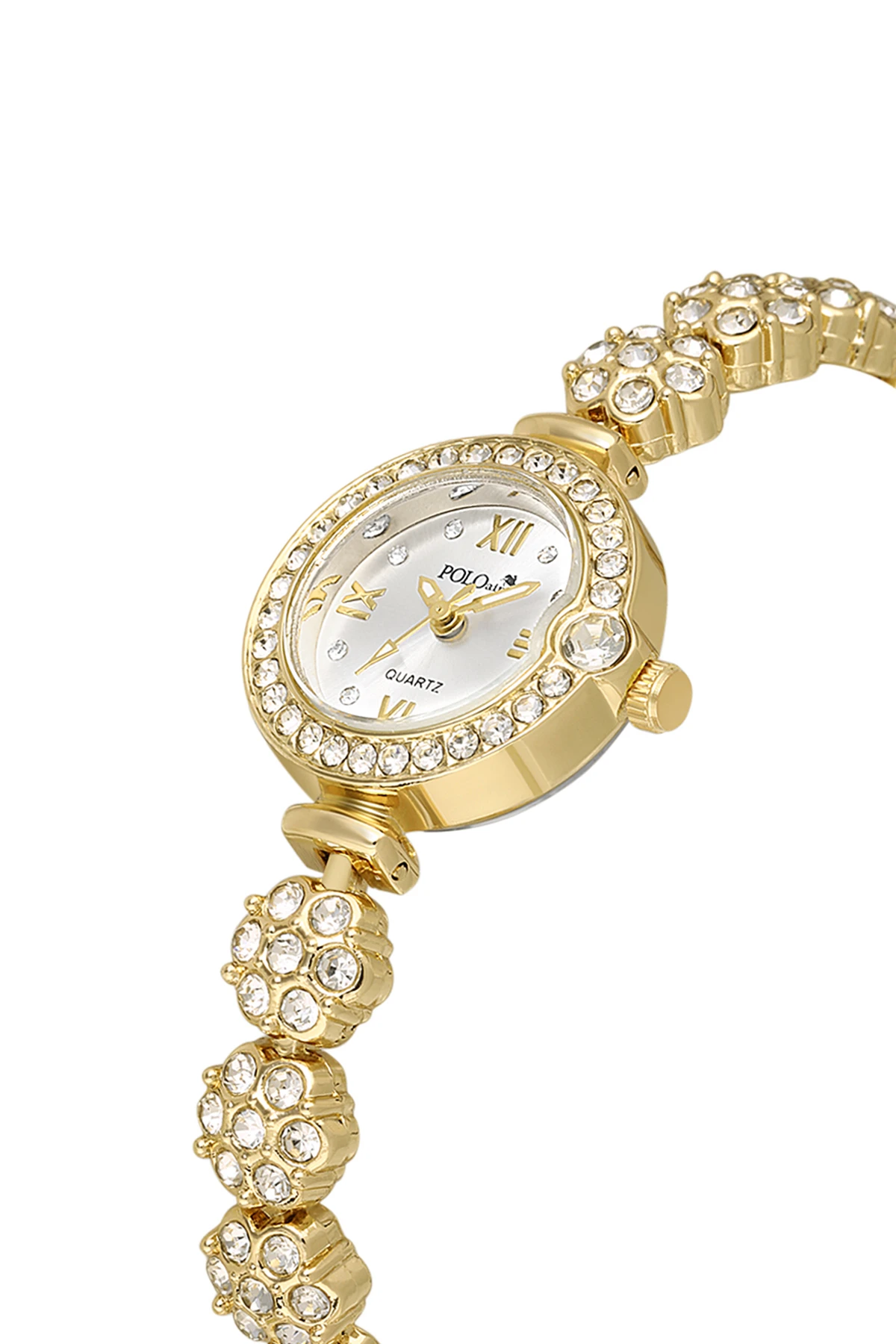 Çiçek Desen Kordon Kadın Kol Saati Yıldız Bileklik Kombin Gold Renk Pl-1584B1 Altın Pl-1584B1