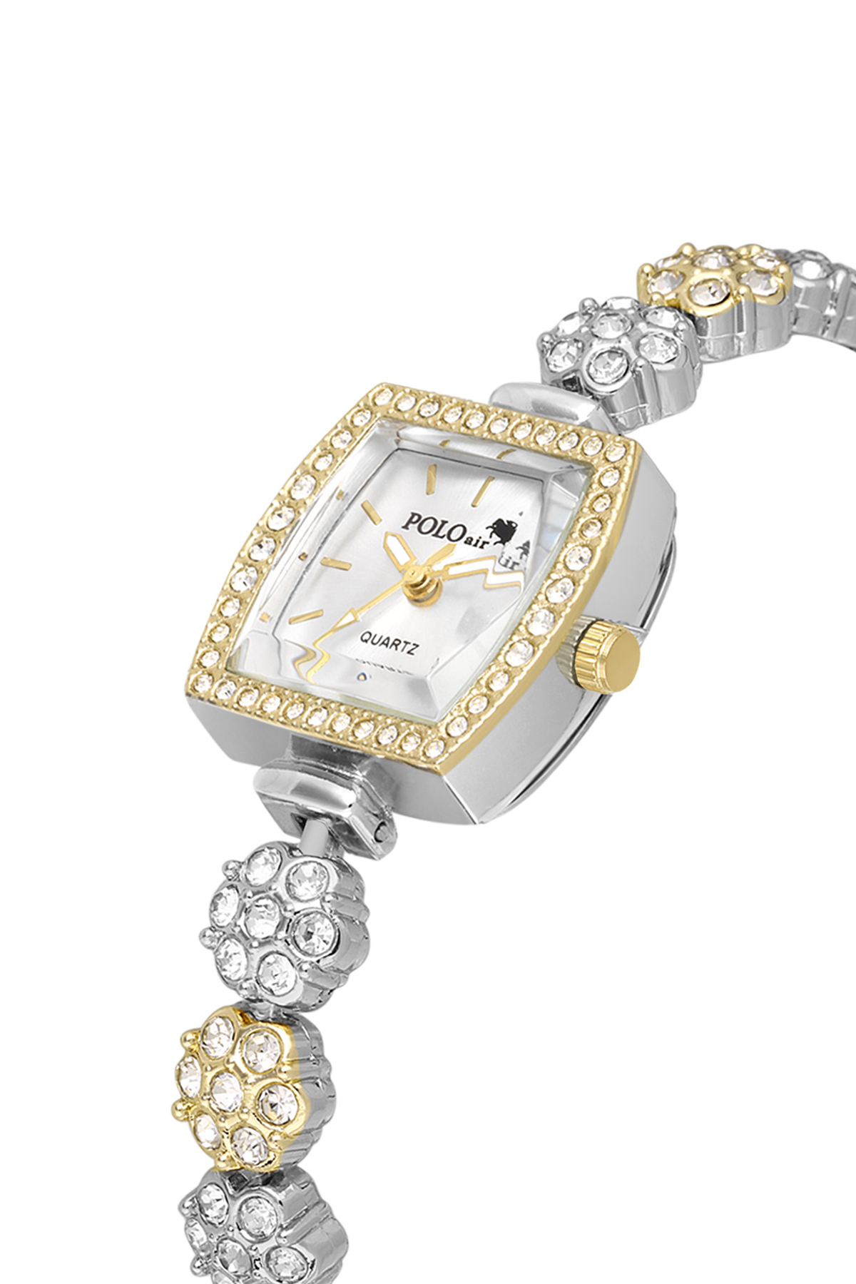 Çiçek Taşlı Kordon Kadın Kol Saati Gold Gümüş Renk Pl-1583B1X Altın Pl-1583B1X