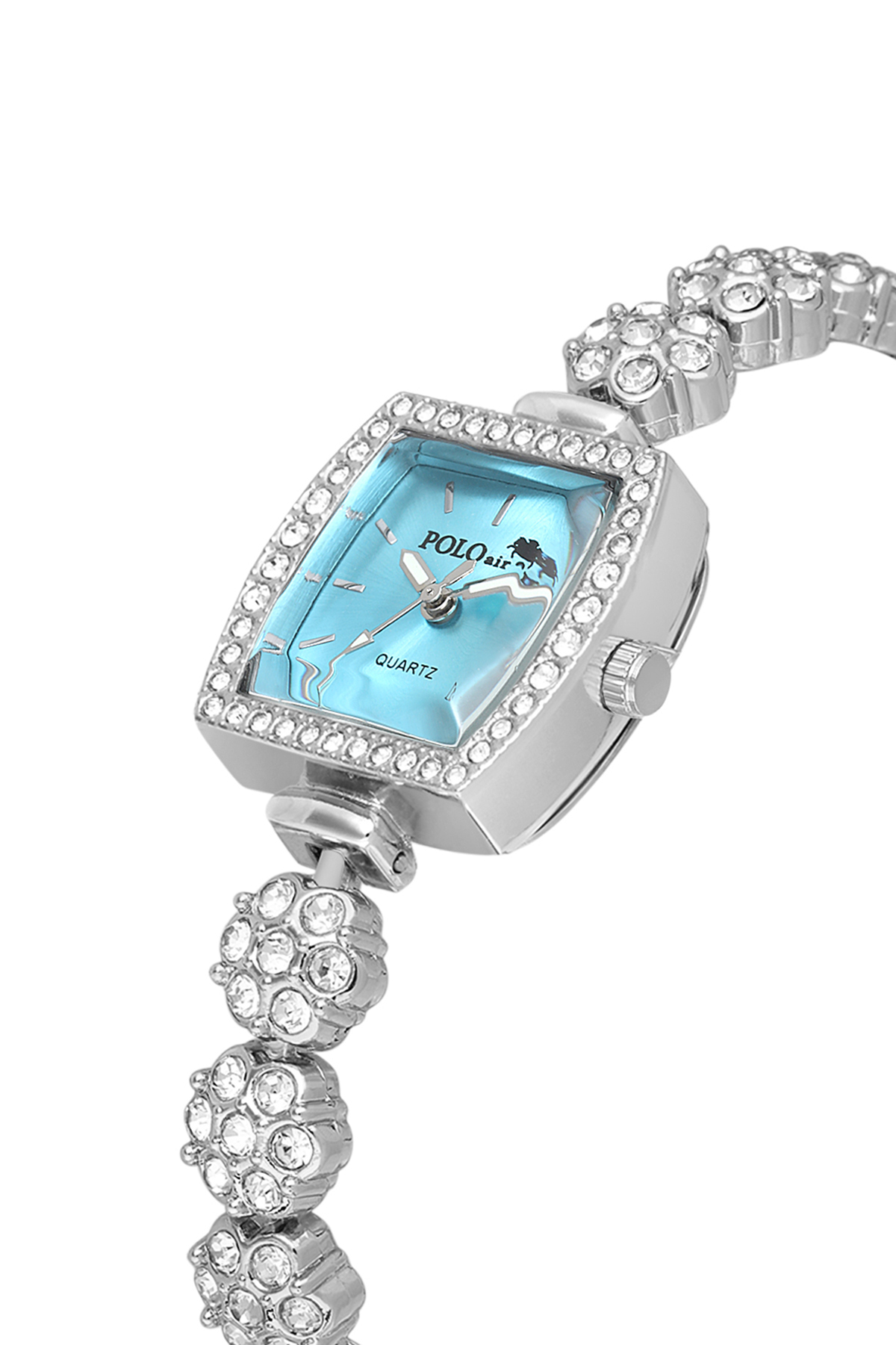 Çiçek Taşlı Kordon Kadın Kol Saati Gümüş Mavi Renk Pl-1583B4X Mavi Pl-1583B4X