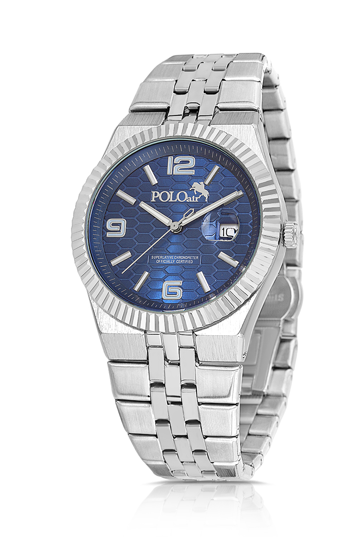 Çift Klips Mercek Takvimli Erkek Kol Saati Gümüş Lacivert Renk Pl-7030E2X Lacivert Pl-7030E2X