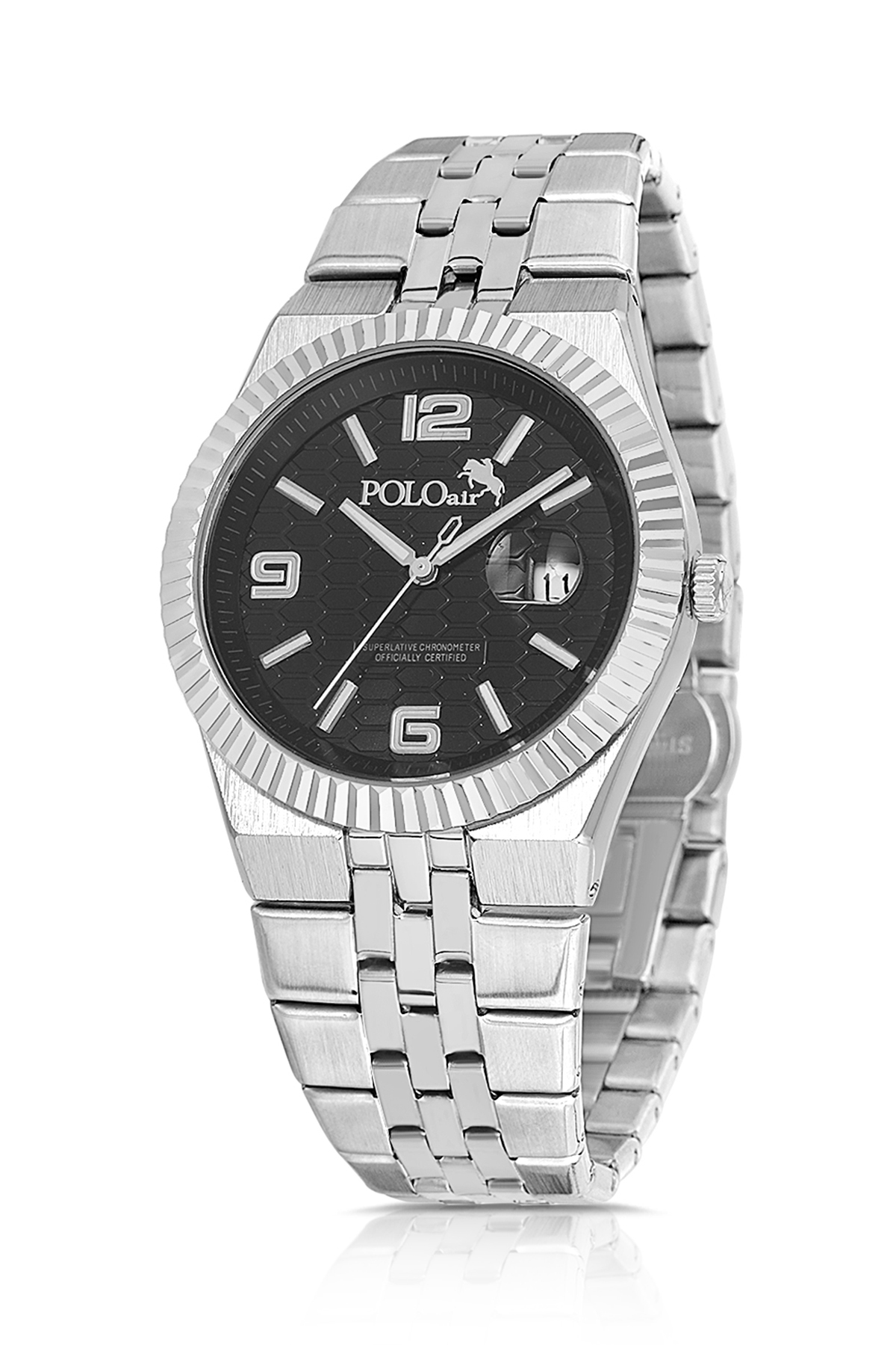 Çift Klips Mercek Takvimli Erkek Kol Saati Gümüş Siyah Renk Pl-7030E6X Siyah Pl-7030E6X