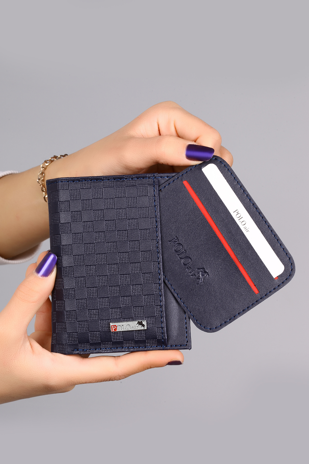 Dama Desenli Kutulu Erkek Cüzdan Kemer Kartlık Parfüm Seti Lacivert Pm-13-L Lacivert Pm-13-L