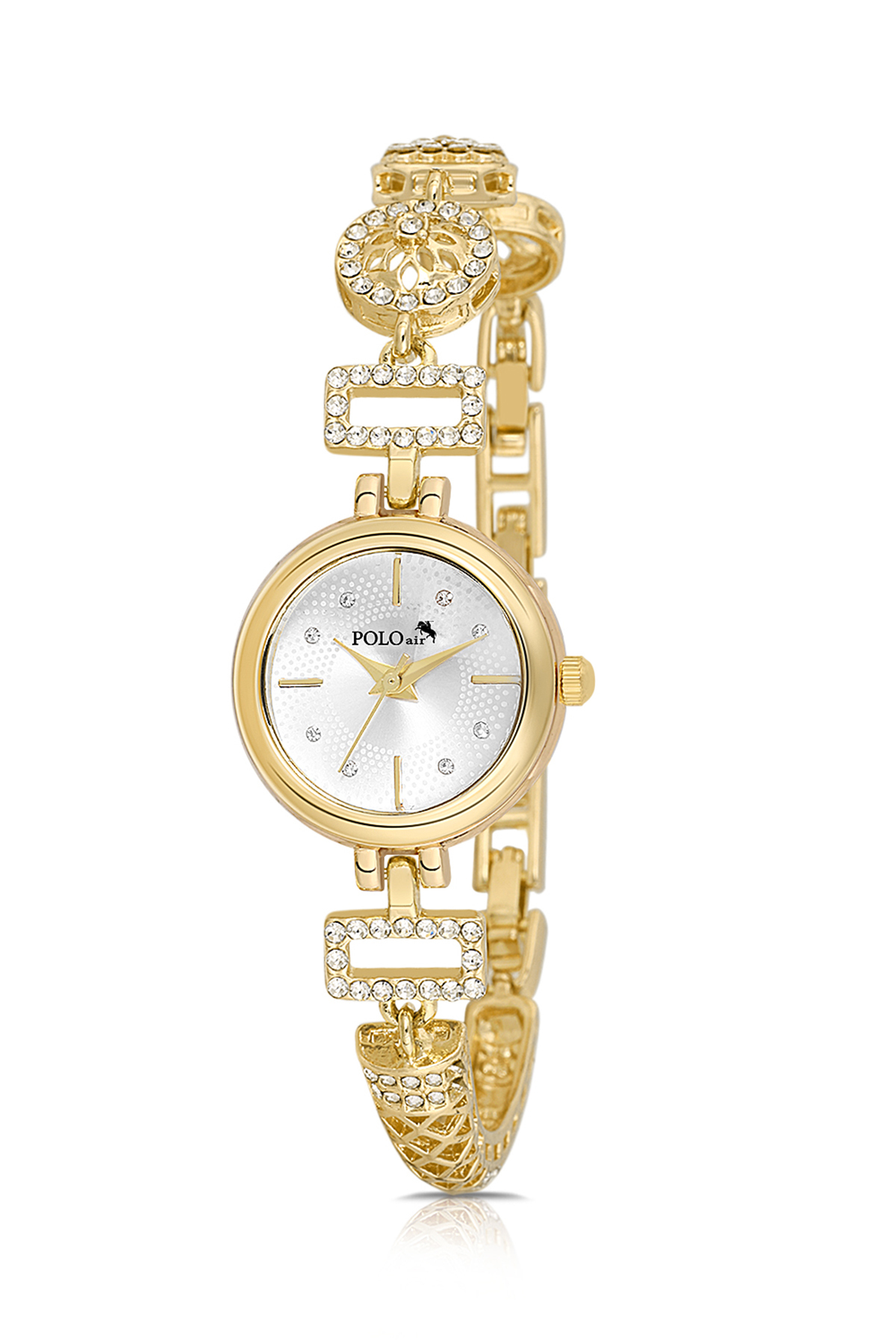 Desen Lüx Taşlı Kadın Kol Yıldız Bileklik Kombin Saati Gold Renk Pl-1580B1 Altın Pl-1580B1