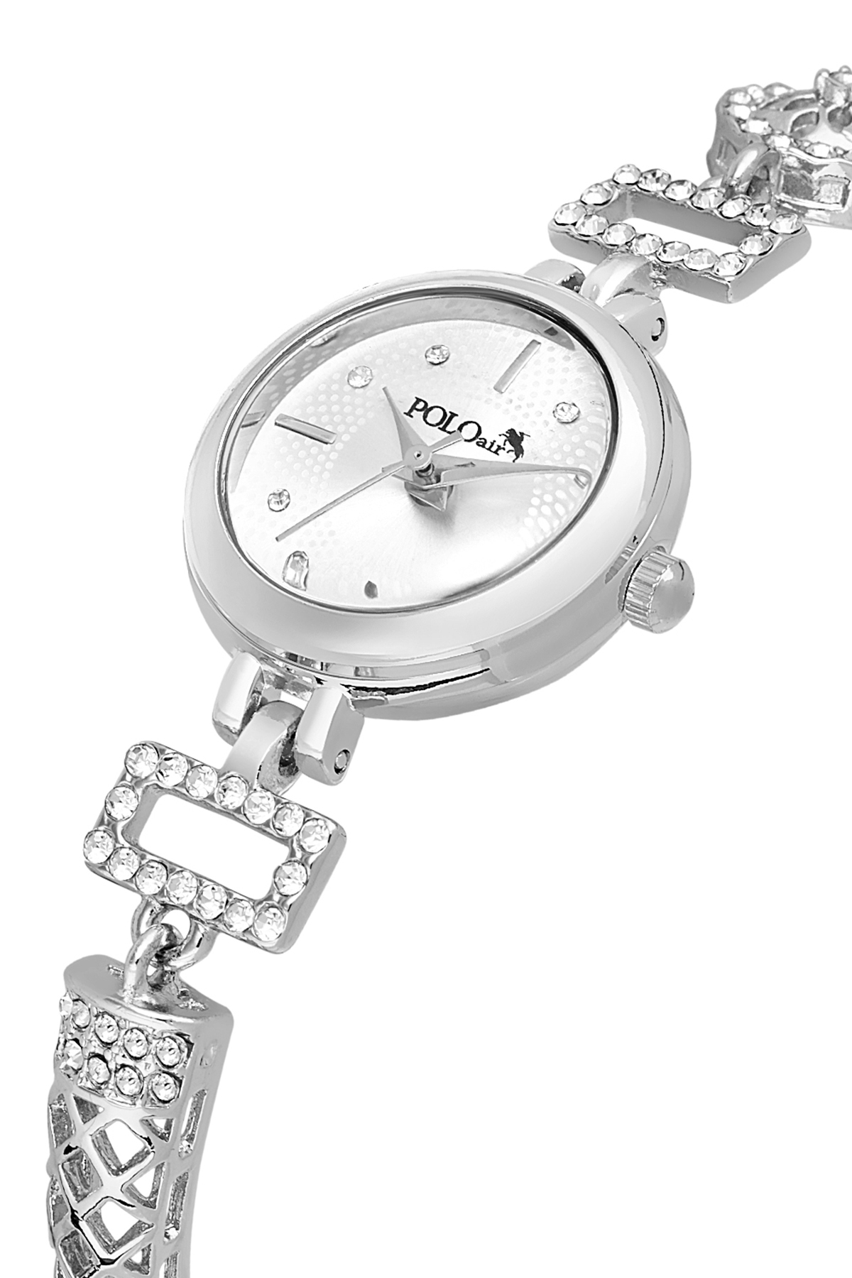 Geometrik Desen Lüx Taşlı Kadın Kol Saati Gümüş Renk Pl-1580B2X Gümüş Pl-1580B2X