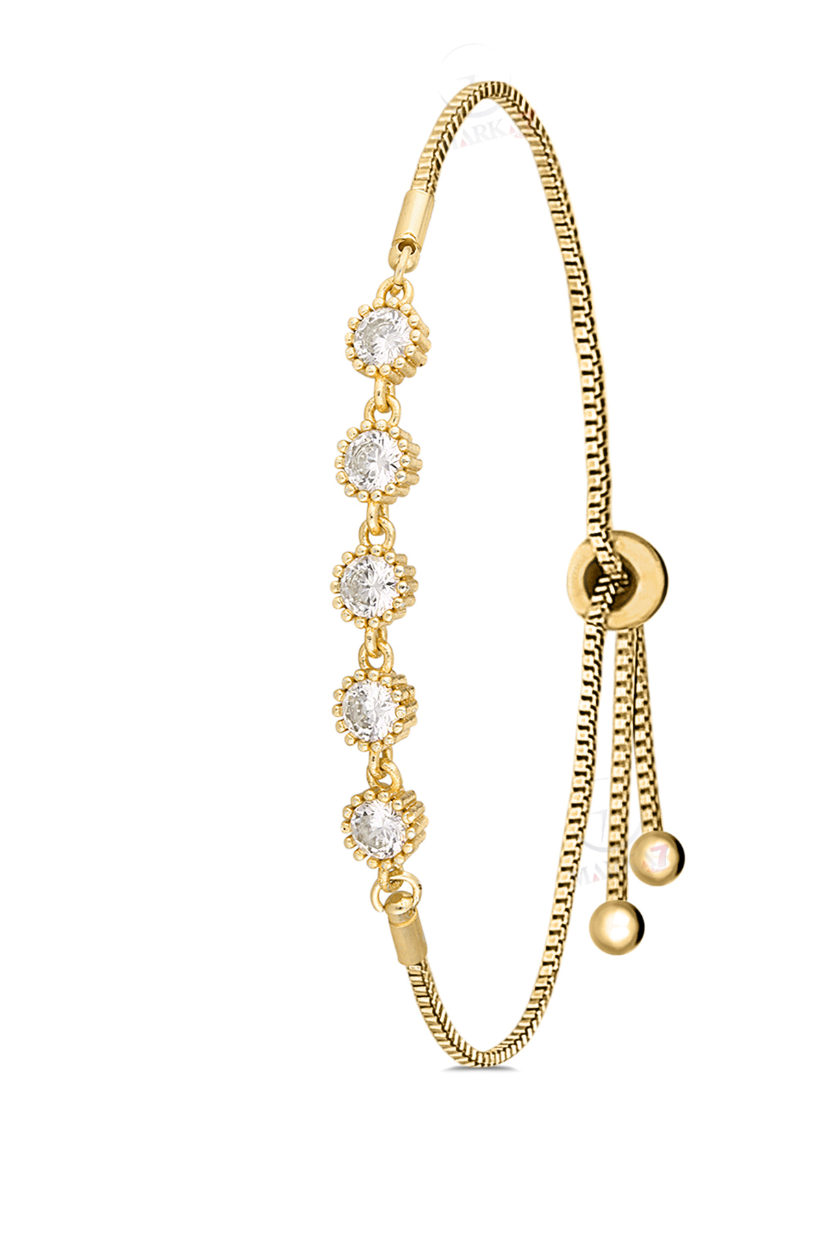 Geometrik Kristal Taş Kordon 5 Taş Bileklik Kombin Gold Renk Pl-1578B1 Altın Pl-1578B1