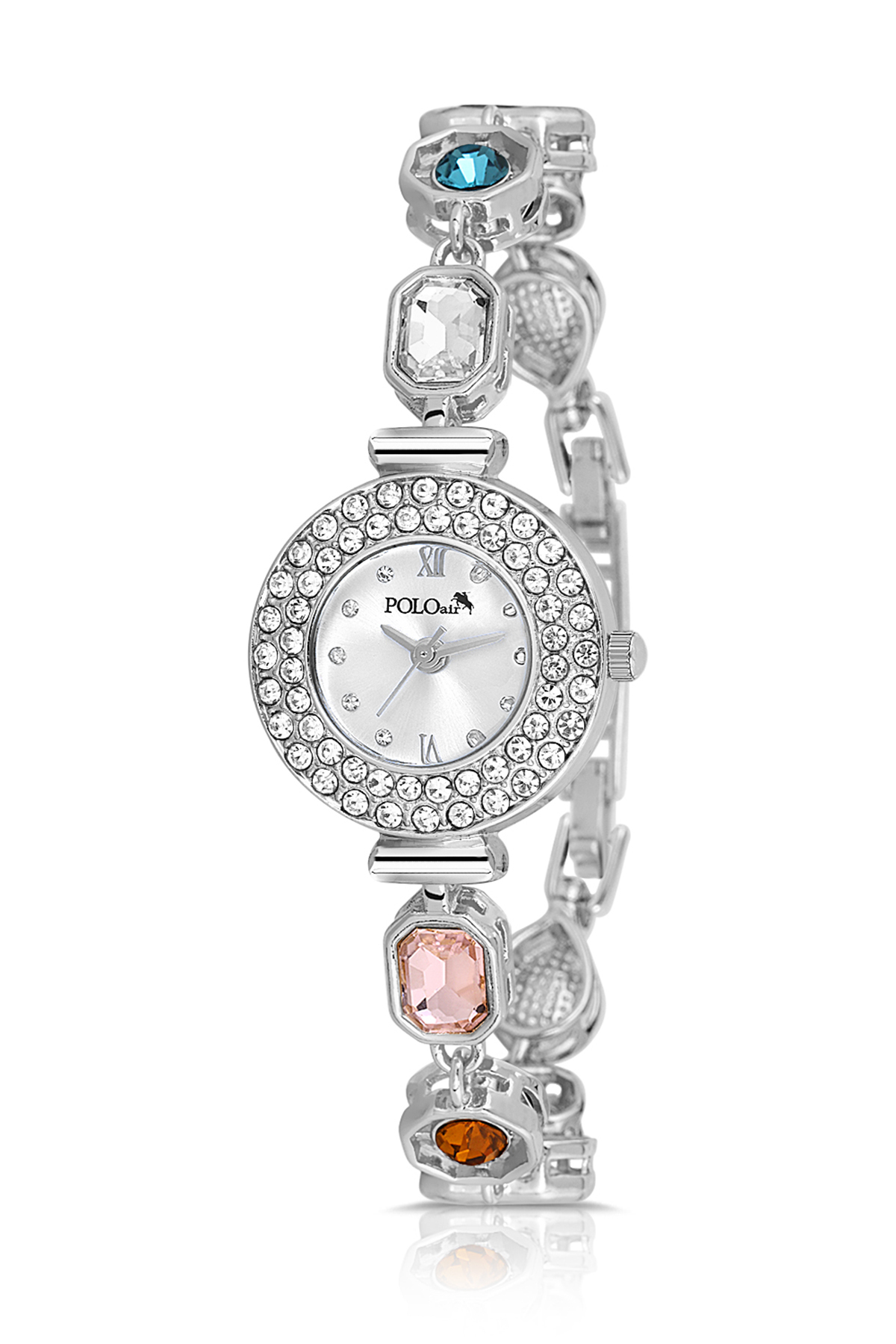 Geometrik Kristal Taş Kordon 5 Taş Bileklik Kombin Gümüş Renk Pl-1578B2 Gümüş Pl-1578B2