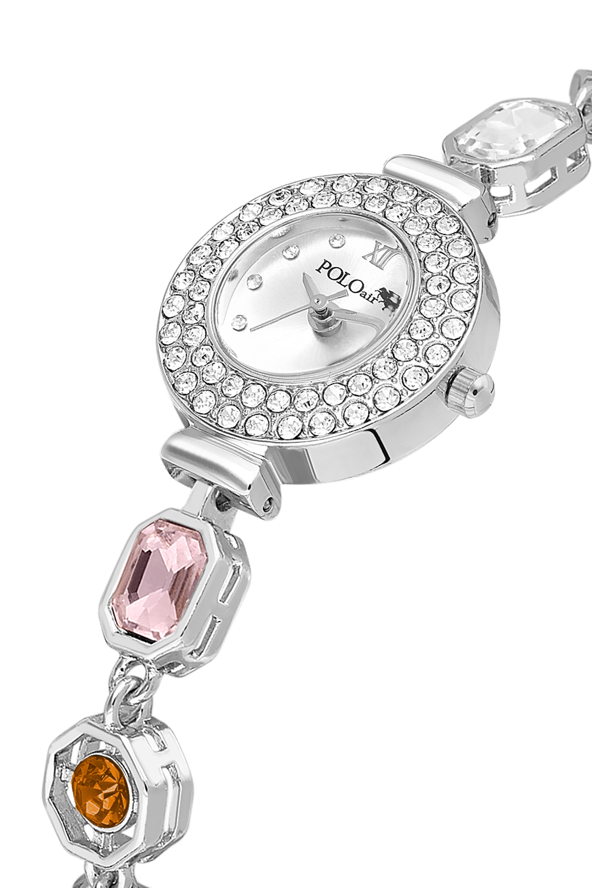 Geometrik Renkli Kristal Taş Kordon Gümüş Renk Pl-1578B2X Gümüş Pl-1578B2X