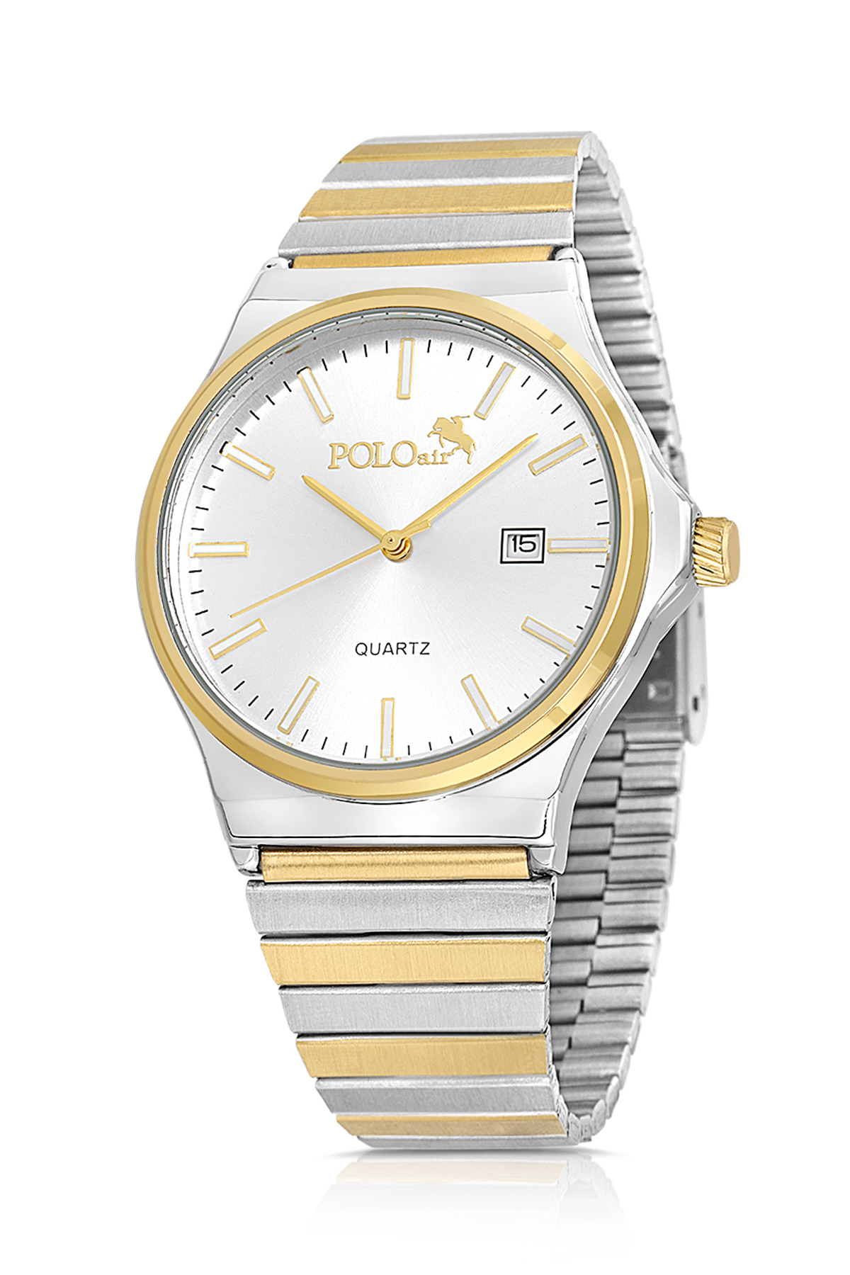 Hasır Metal Kordon Takvimli Erkek Kol Saati Gümüş Gold Renk Pl-7041E4X Altın Pl-7041E4X