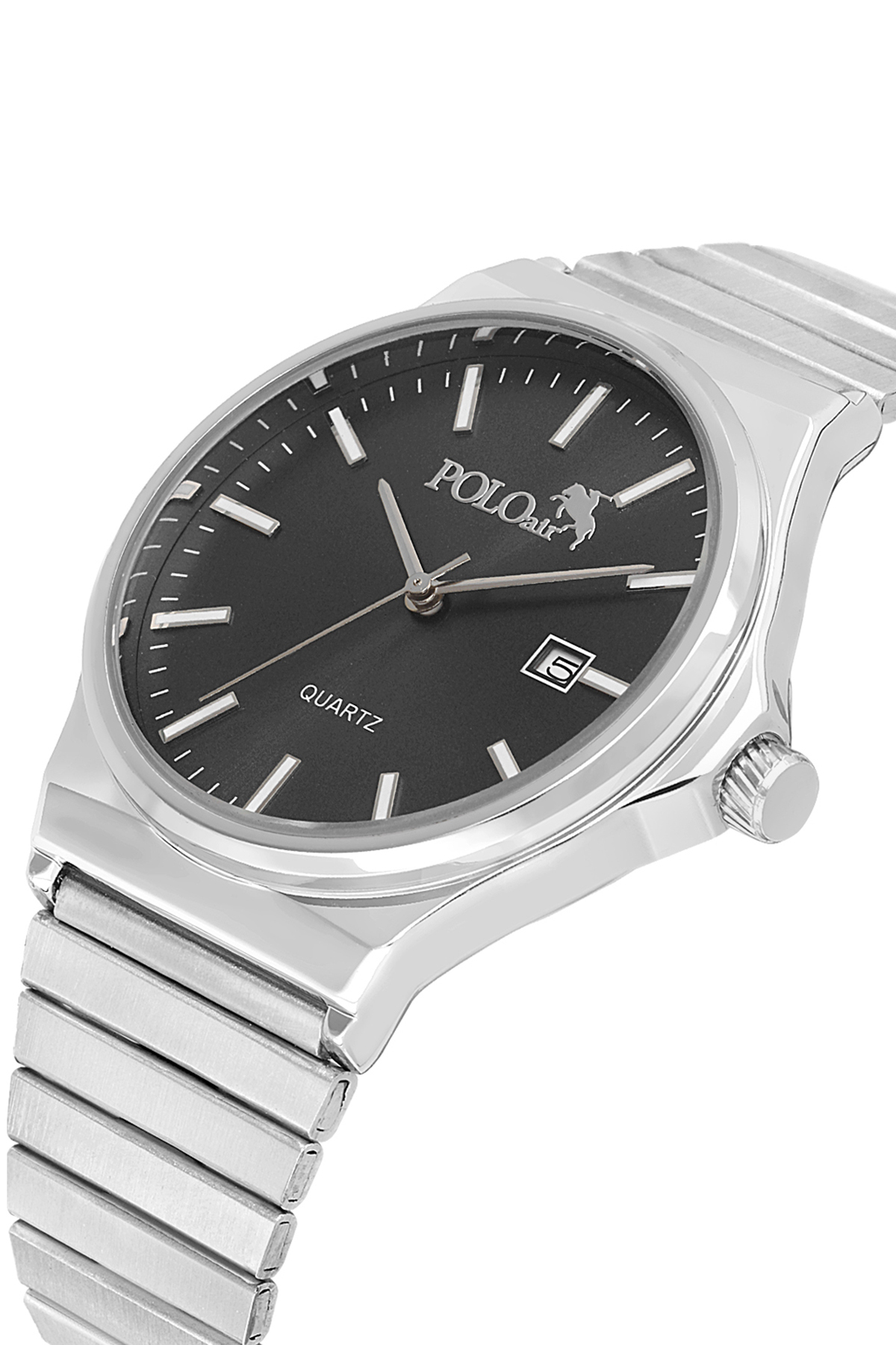 Hasır Metal Kordon Takvimli Erkek Kol Saati Gümüş Siyah Renk Pl-7041E5X Siyah Pl-7041E5X