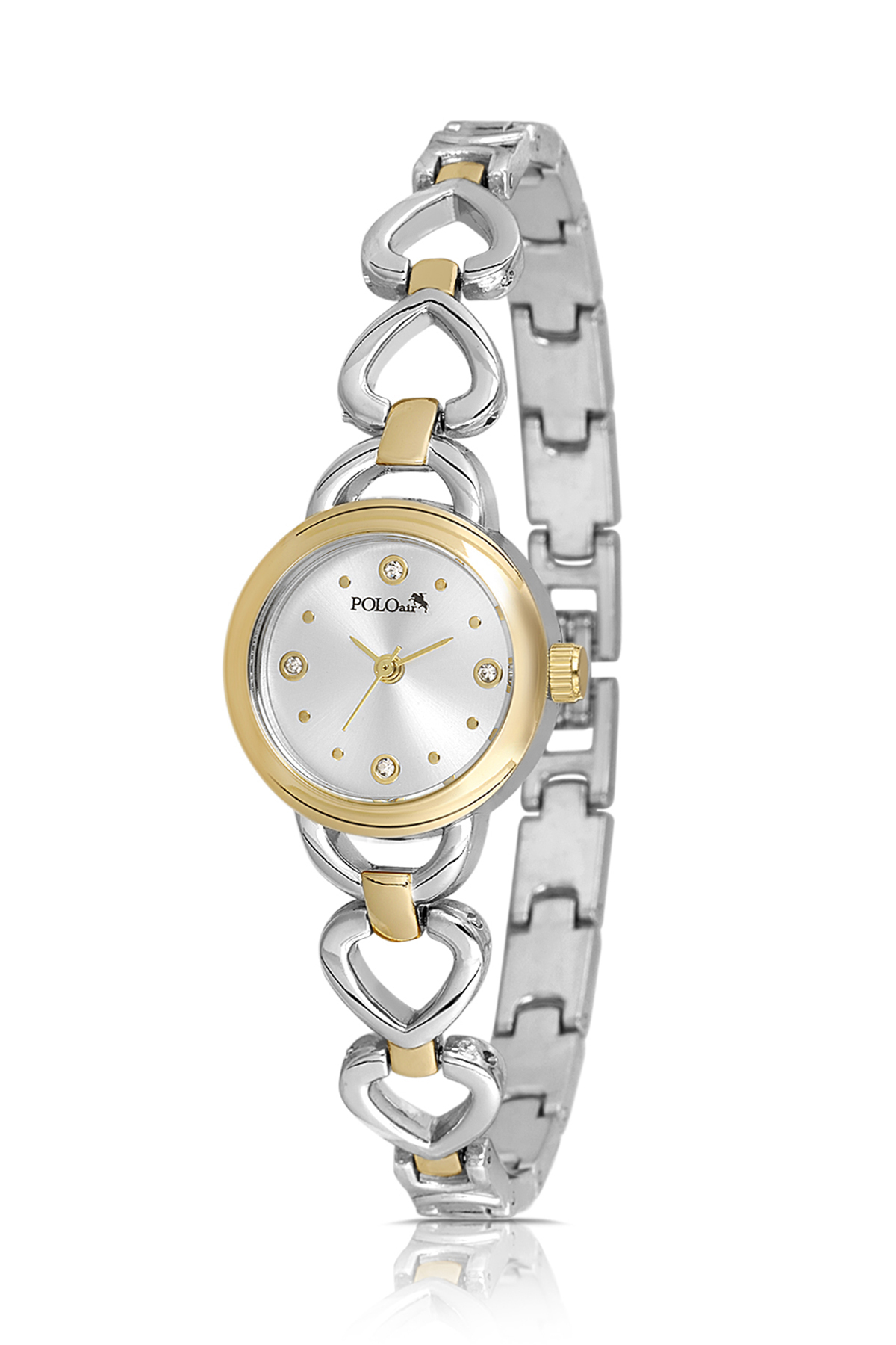 Kalp Detaylı Zarif Kadın Kol Saati Gold Gümüş Renk Pl-1570B3X Çok Renkli Pl-1570B3X