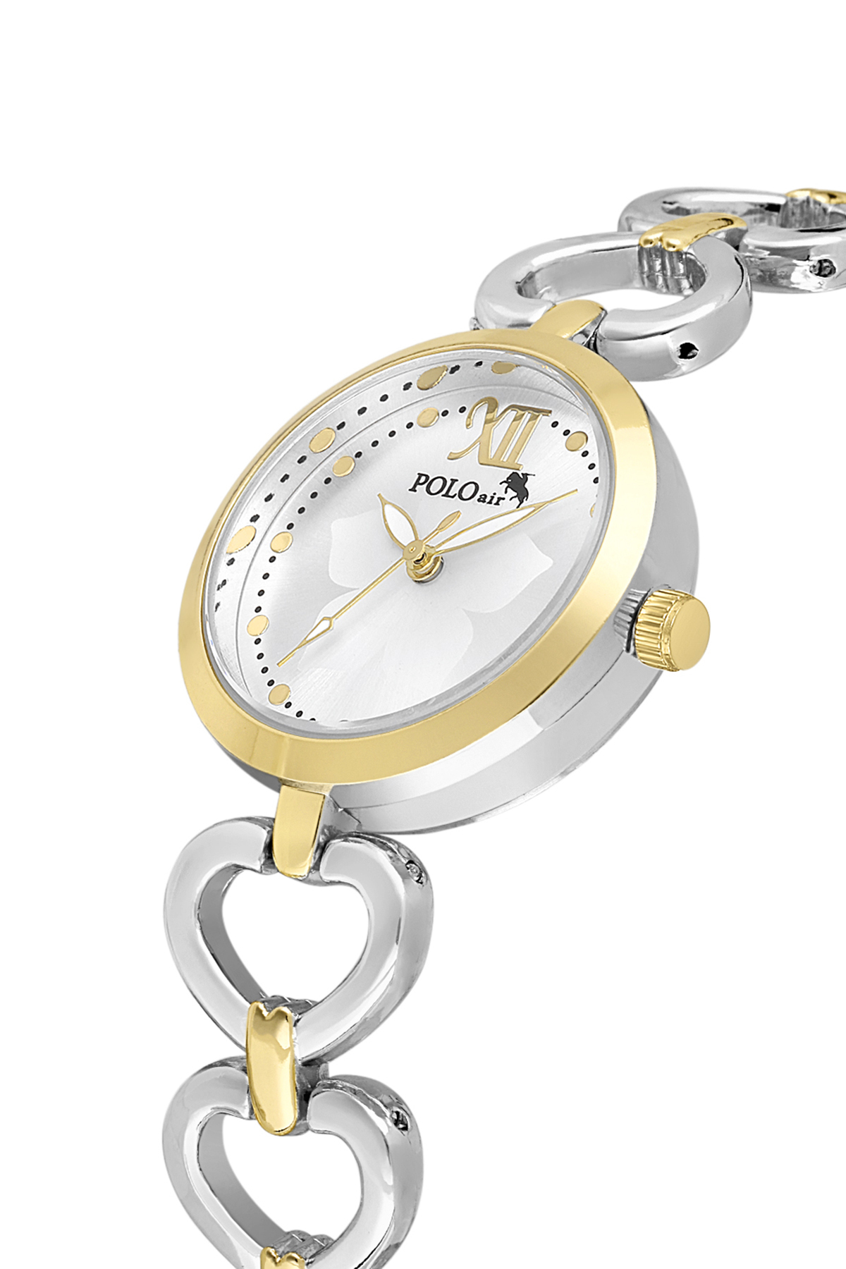 Kalp Detaylı Zincir Kordon Kadın Kol Saati Gümüş Gold Renk Pl-1558B3X Gold-Gümüş Pl-1558B3X