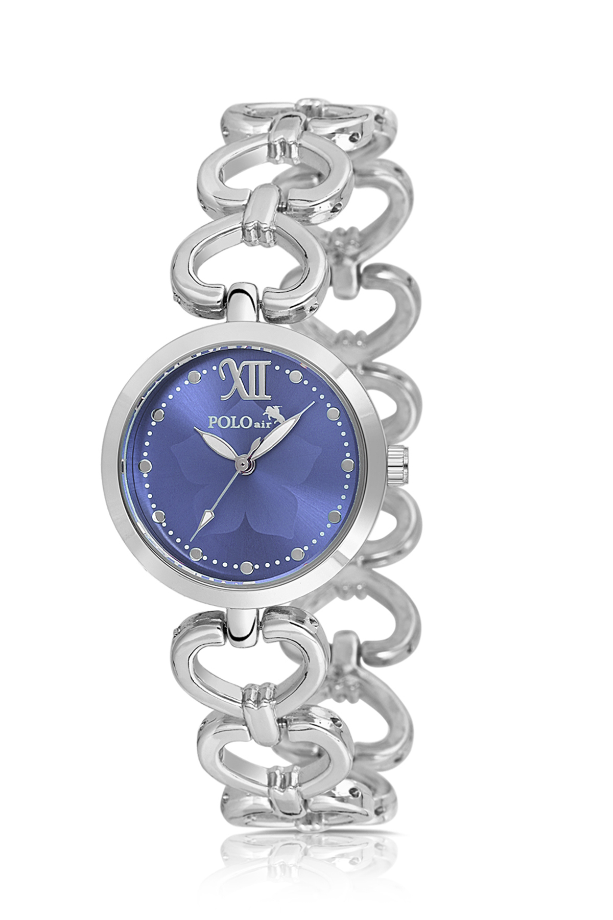 Kalp Detaylı Zincir Kordon Kadın Kol Saati Gümüş Lacivert Renk Pl-1558B5X Lacivert Pl-1558B5X