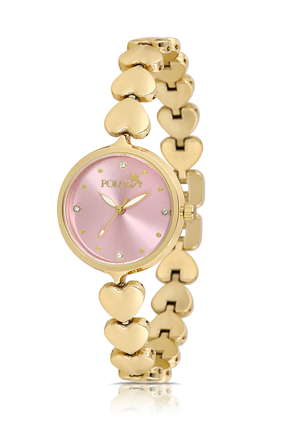 Kalp Kordon Kadın Kol Saati Kalp Bileklik Kombin Gold Pembe Renk Pl-1556B4 Pembe Pl-1556B4