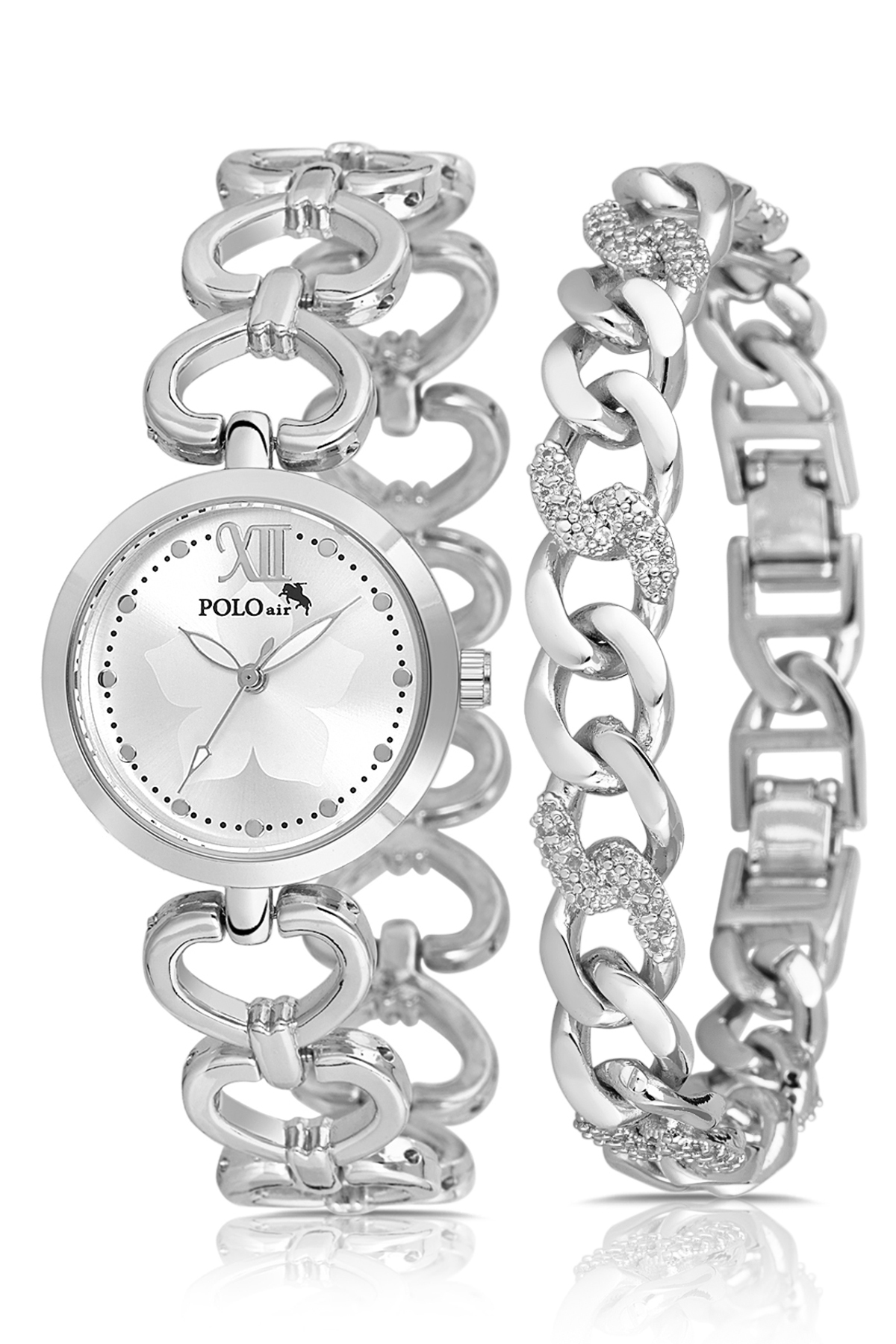 Kalpli Kadın Kol Saati Halka Bileklik Kombin Gümüş Renk Pl-1558B2 Gümüş Pl-1558B2