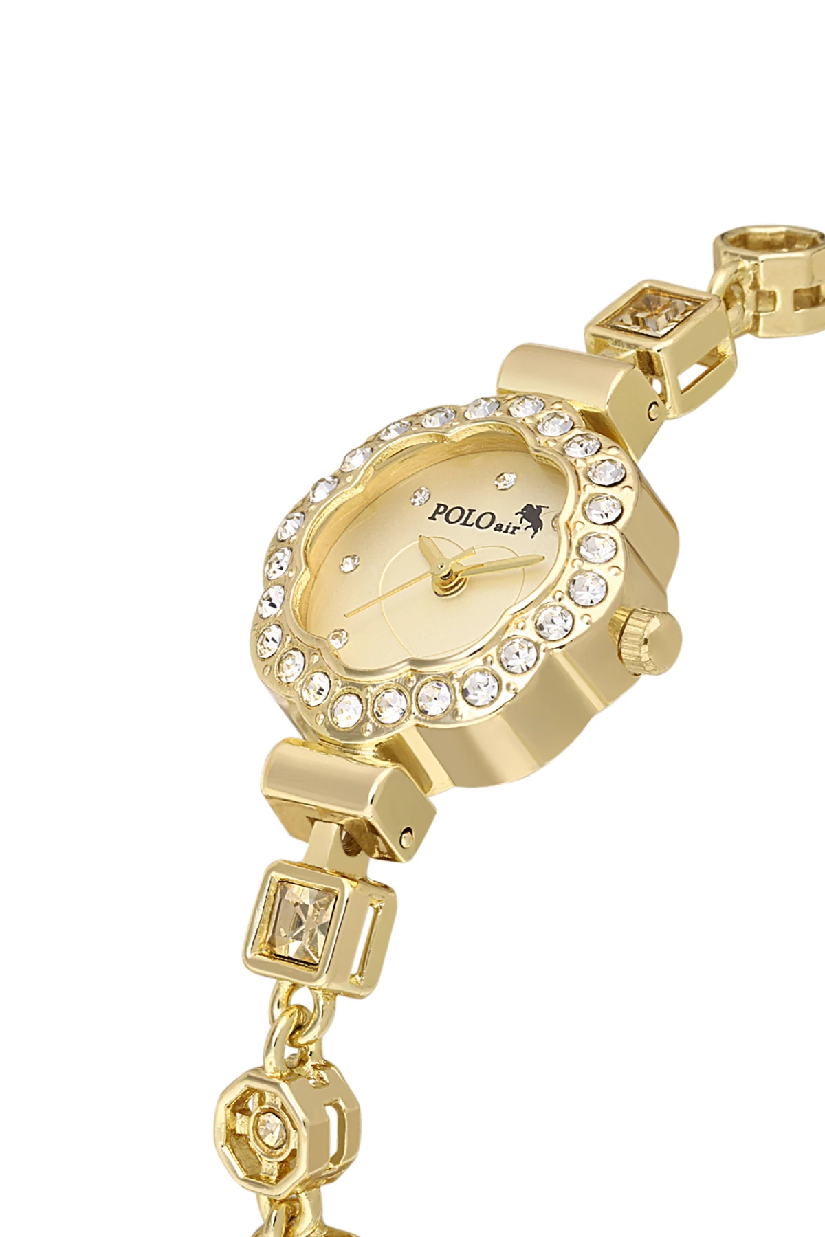 Kalpli Kadran Lüx Taşlı Kadın Kol Saati Kalp Bileklik Kombin Gold Renk Pl-1575B1 Altın Pl-1575B1