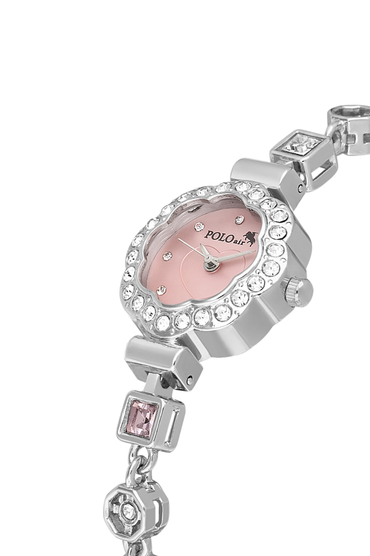 Kalpli Kadran Lüx Taşlı Kadın Kol Saati Kalp Bileklik Kombin Gümüş Pembe Renk Pl-1575B2 Pembe Pl-1575B2