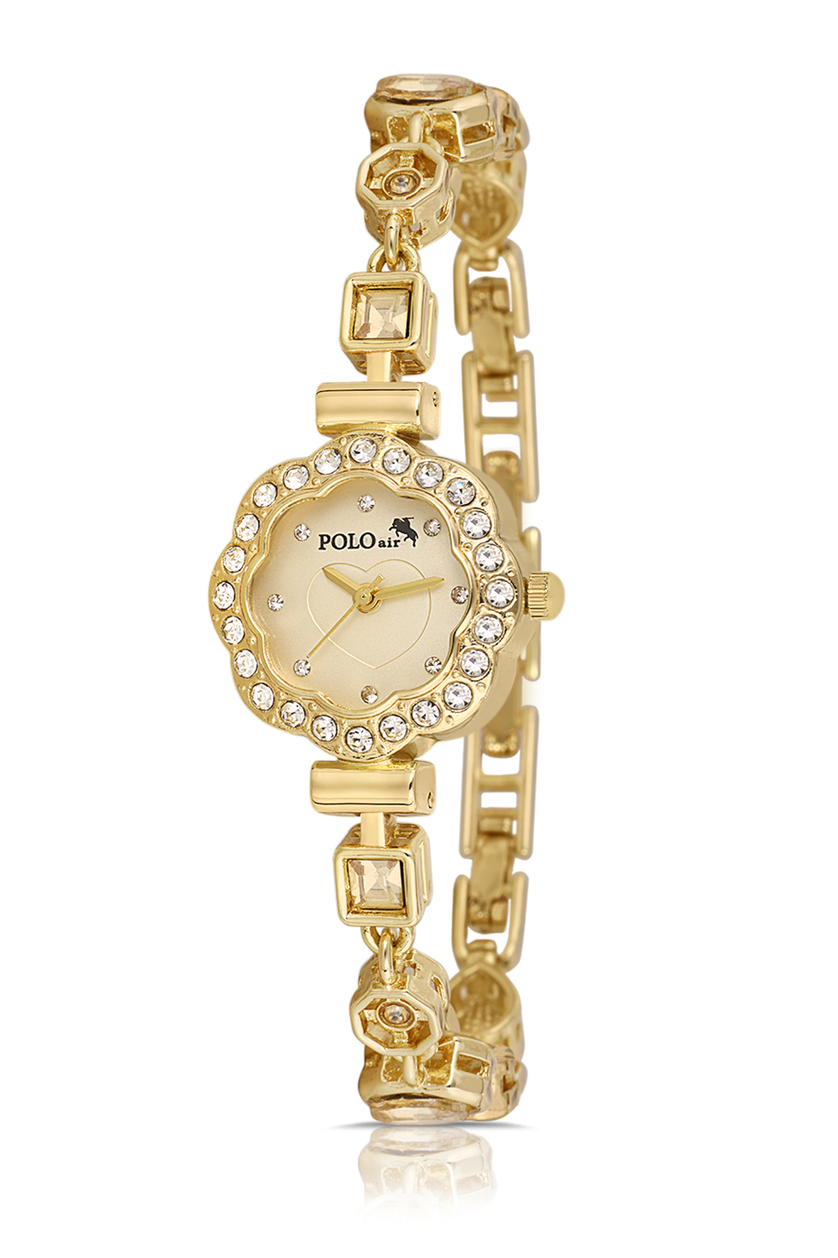 Kalpli Kadran Lüx Taşlı Kordon Kadın Kol Saati Gold Renk Pl-1575B1X Altın Pl-1575B1X