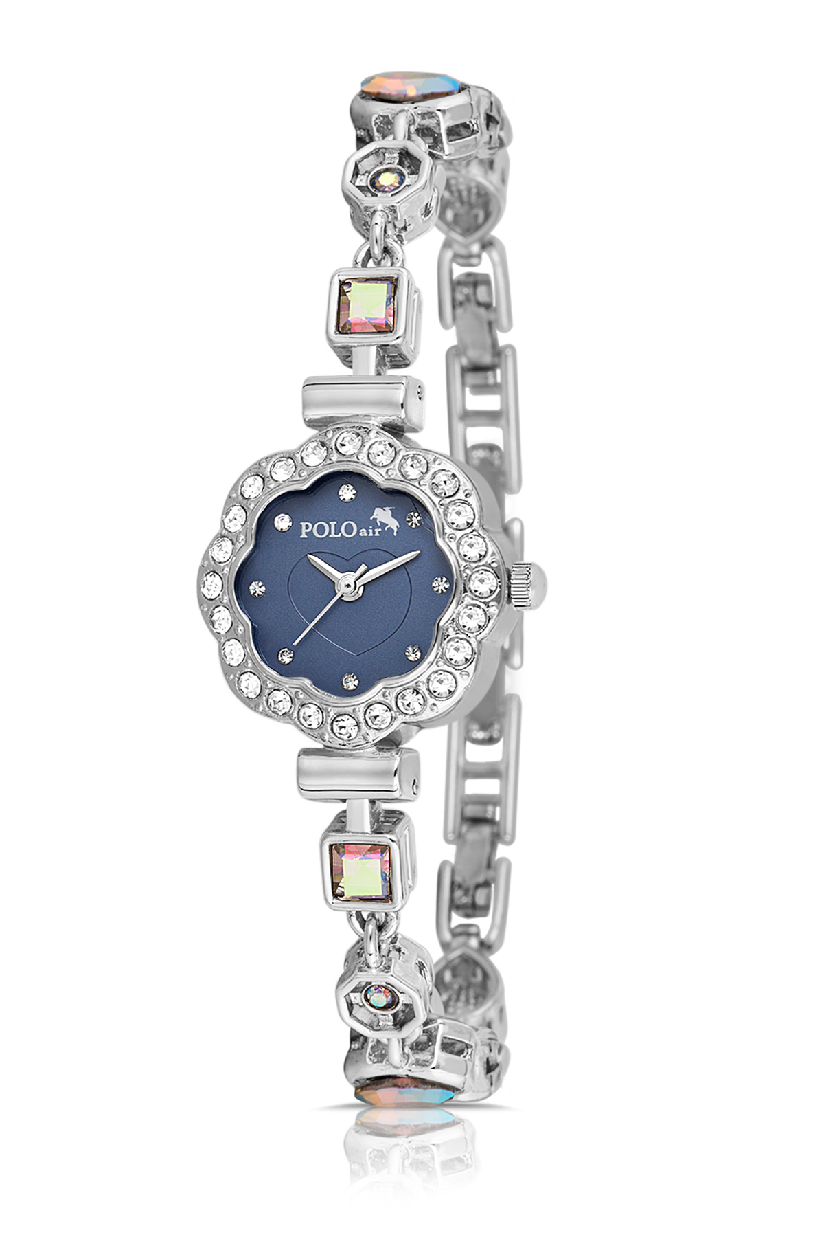 Kalpli Kadran Renkli Taş Kordon Kadın Kol Saati Gümüş Lacivert Pl-1575B3X Lacivert Pl-1575B3X