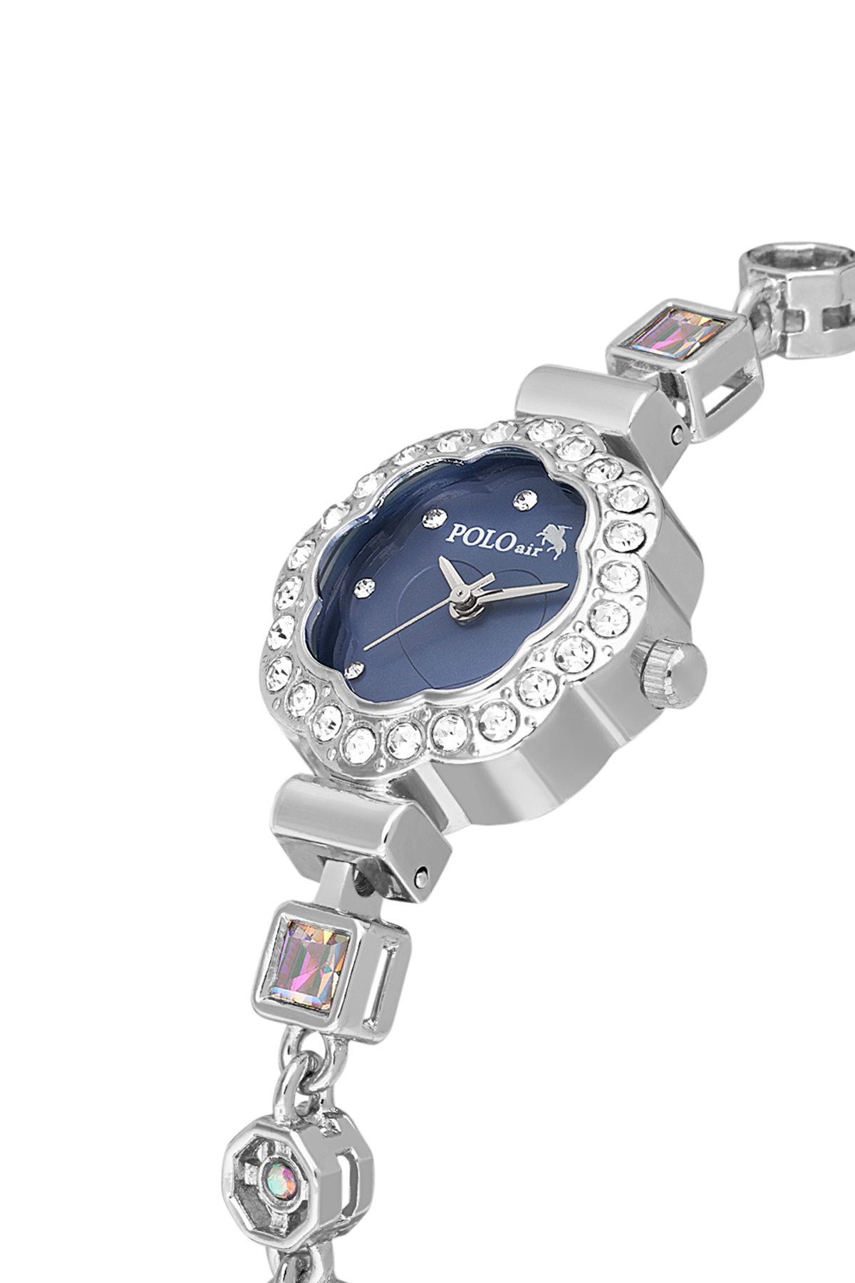 Kalpli Kadran Renkli Taş Kordon Kadın Kol Saati Gümüş Lacivert Pl-1575B3X Lacivert Pl-1575B3X